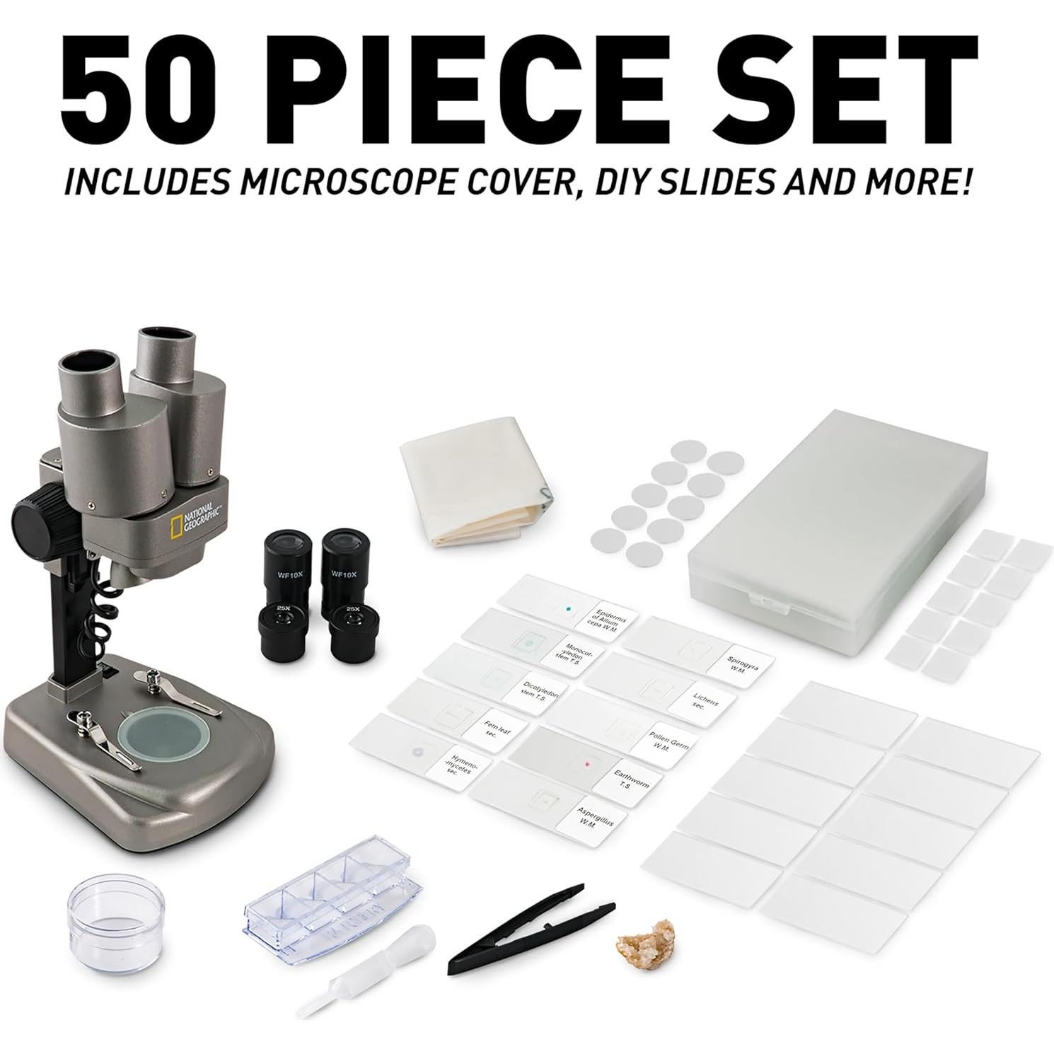 Microscopio DUAL LED National Geographic - Kit de Ciencia 50 Piezas