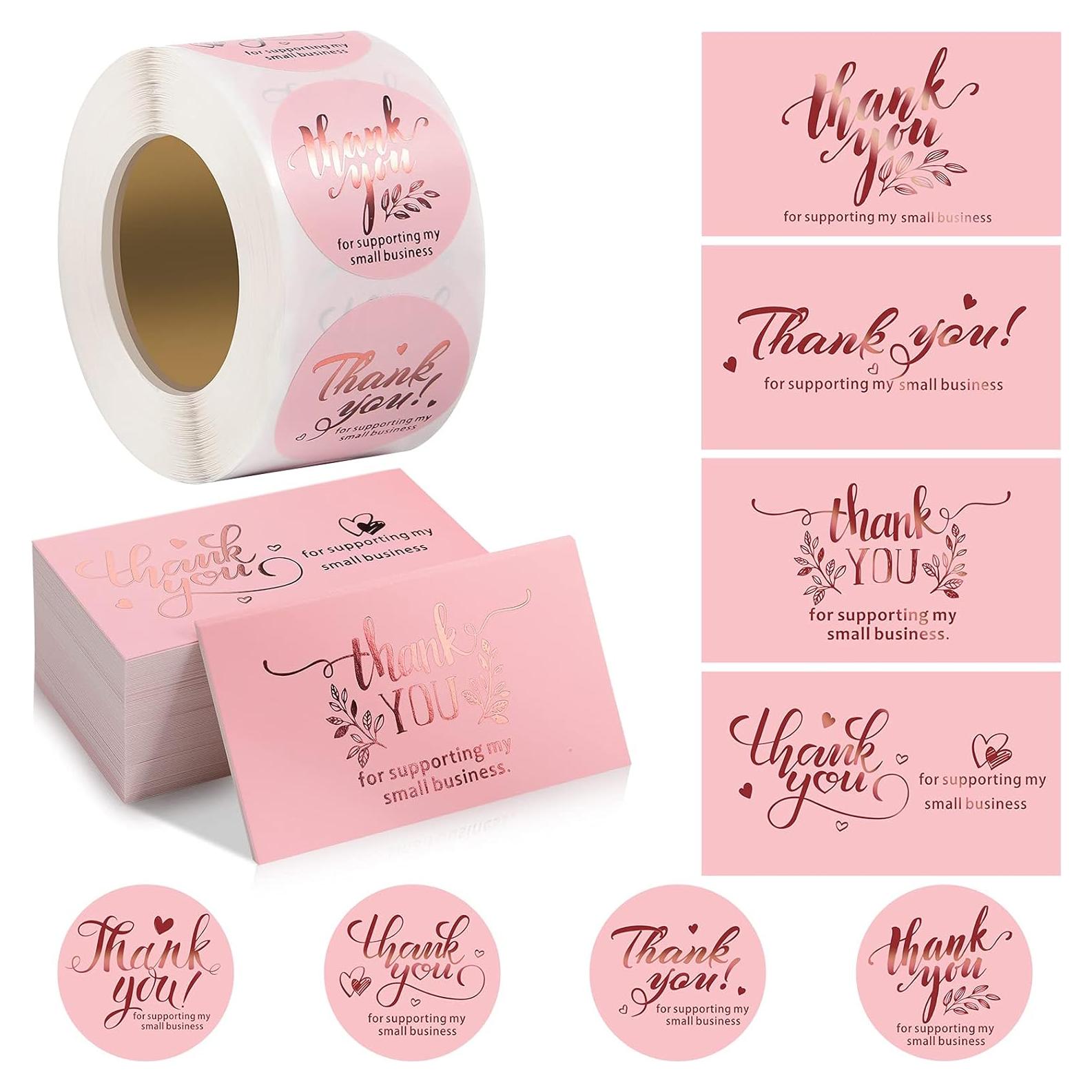 Conjunto de Tarjetas de Agradecimiento Rosa Outus 600 Piezas