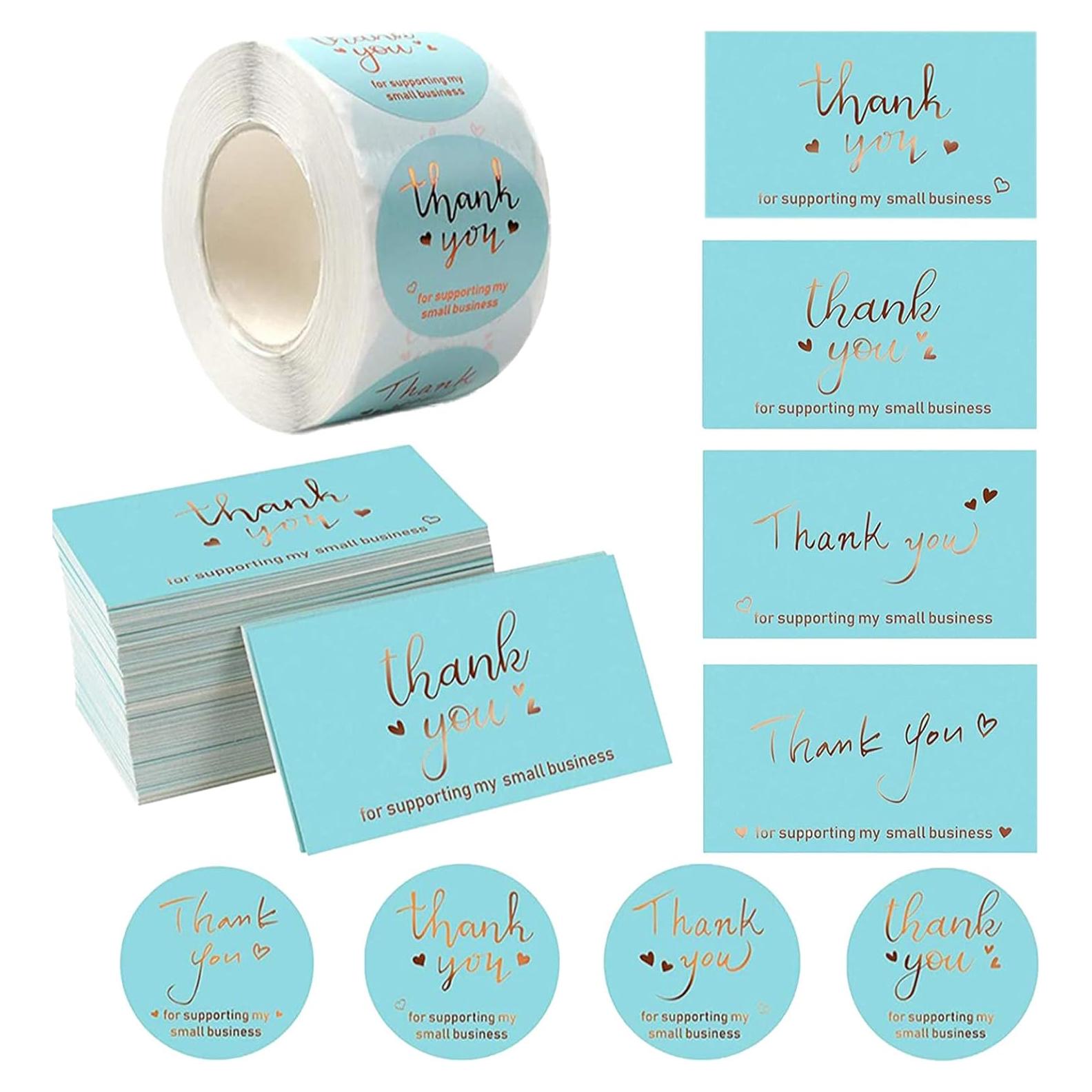 Set de 620 Stickers y Tarjetas de Agradecimiento Lollutdotu