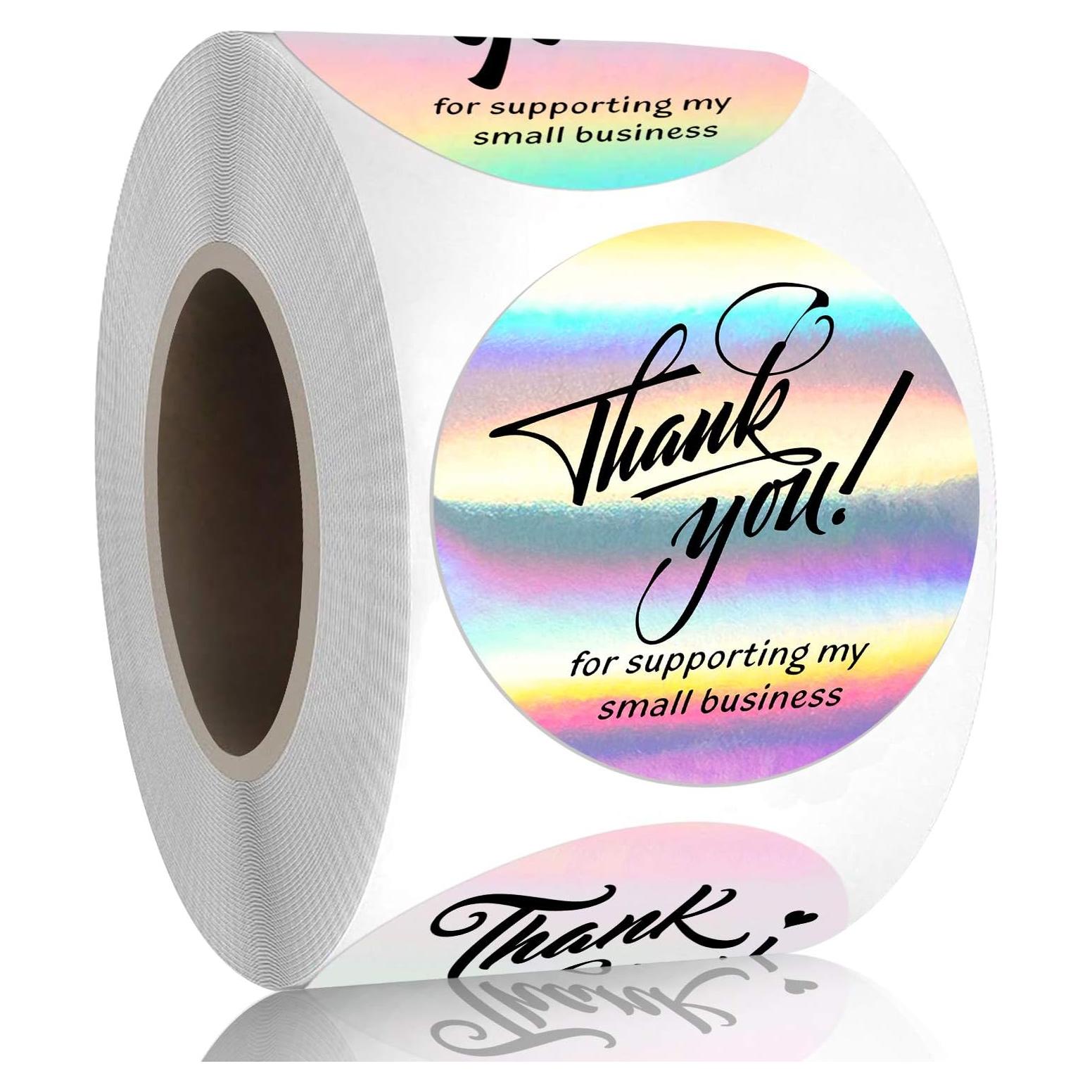 Etiquetas de Gracias Padike 5.08 cm Brillo Plateado y Negro