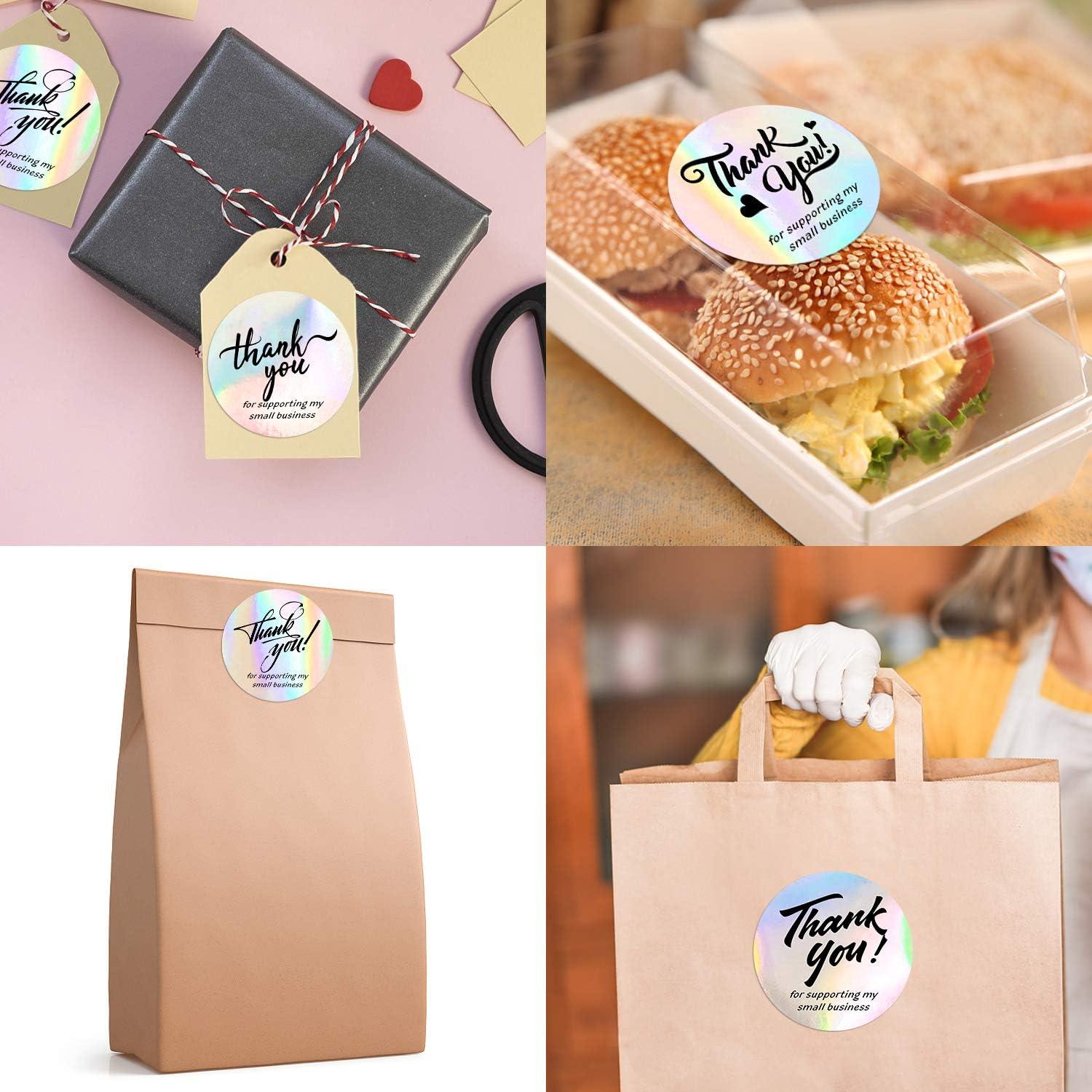 Etiquetas de Gracias Padike 5.08 cm Brillo Plateado y Negro