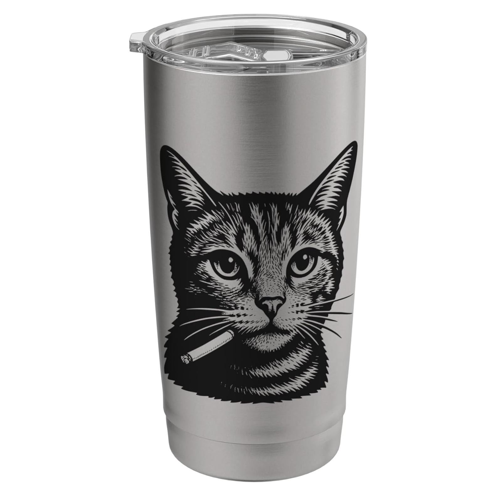 Vaso Térmico Acero Inoxidable 20 oz Meme Viral Gato Fumador