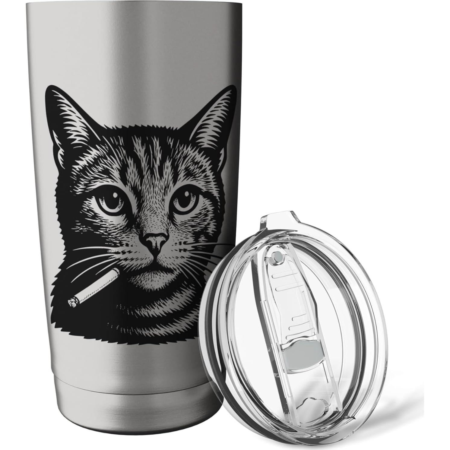 Vaso Térmico Acero Inoxidable 20 oz Meme Viral Gato Fumador