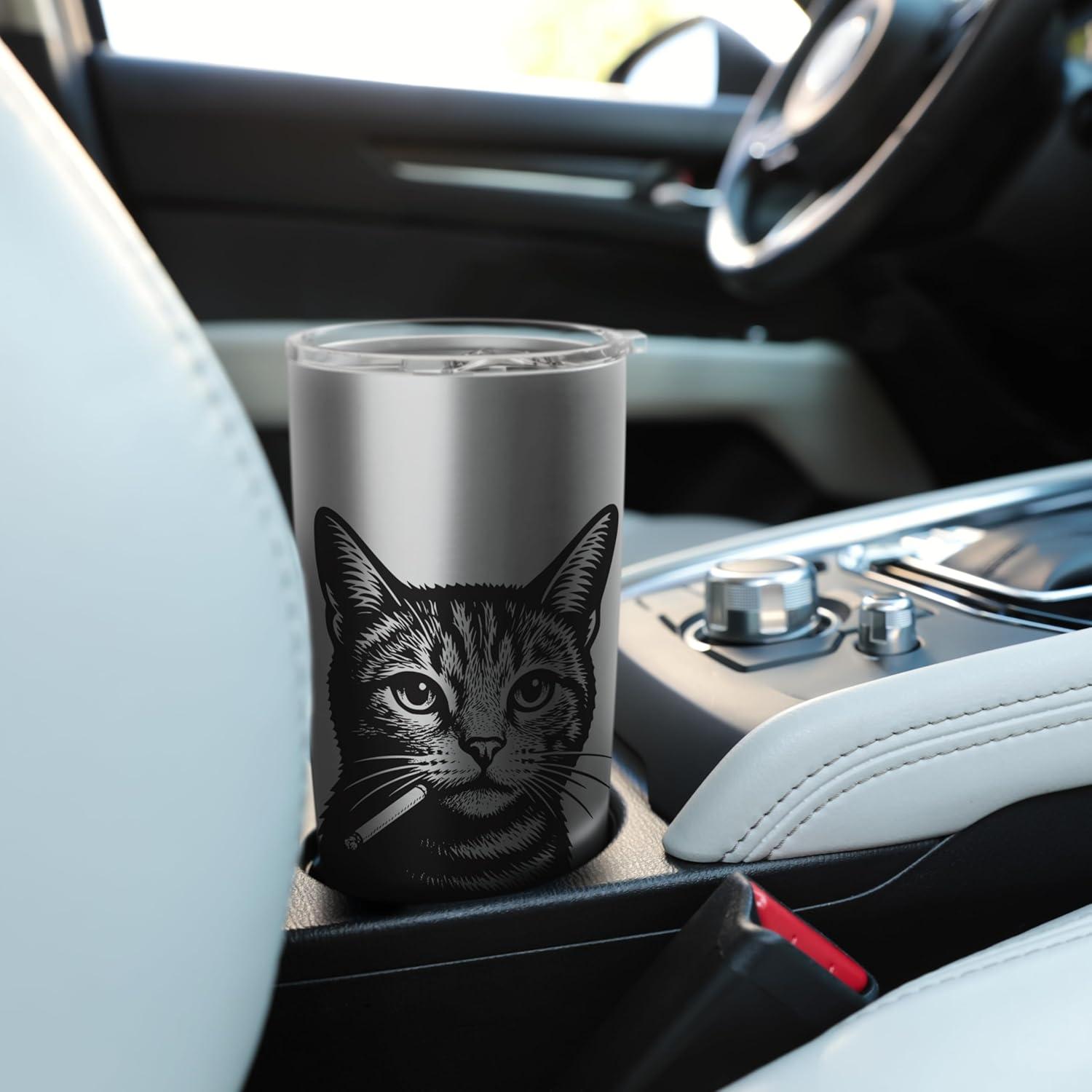 Vaso Térmico Acero Inoxidable 20 oz Meme Viral Gato Fumador