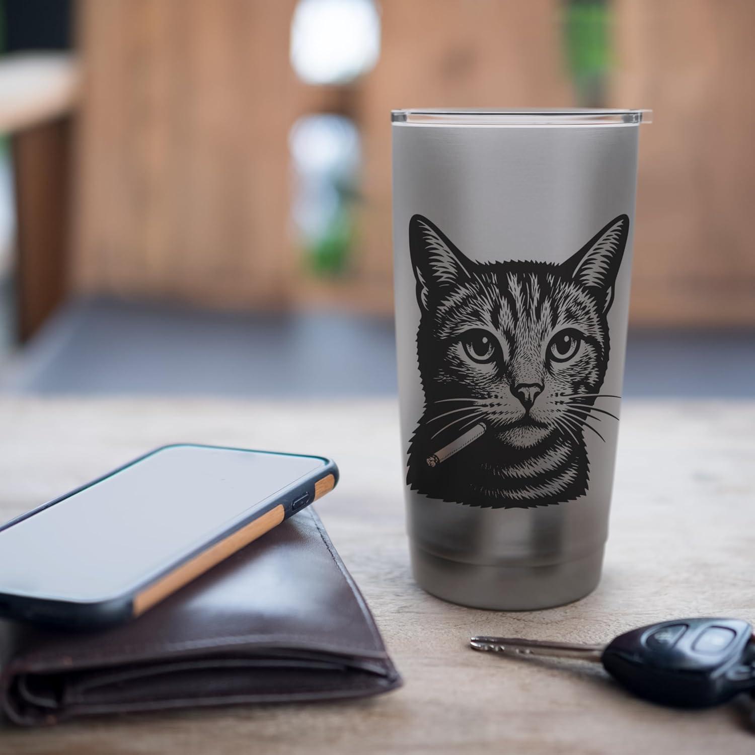 Vaso Térmico Acero Inoxidable 20 oz Meme Viral Gato Fumador