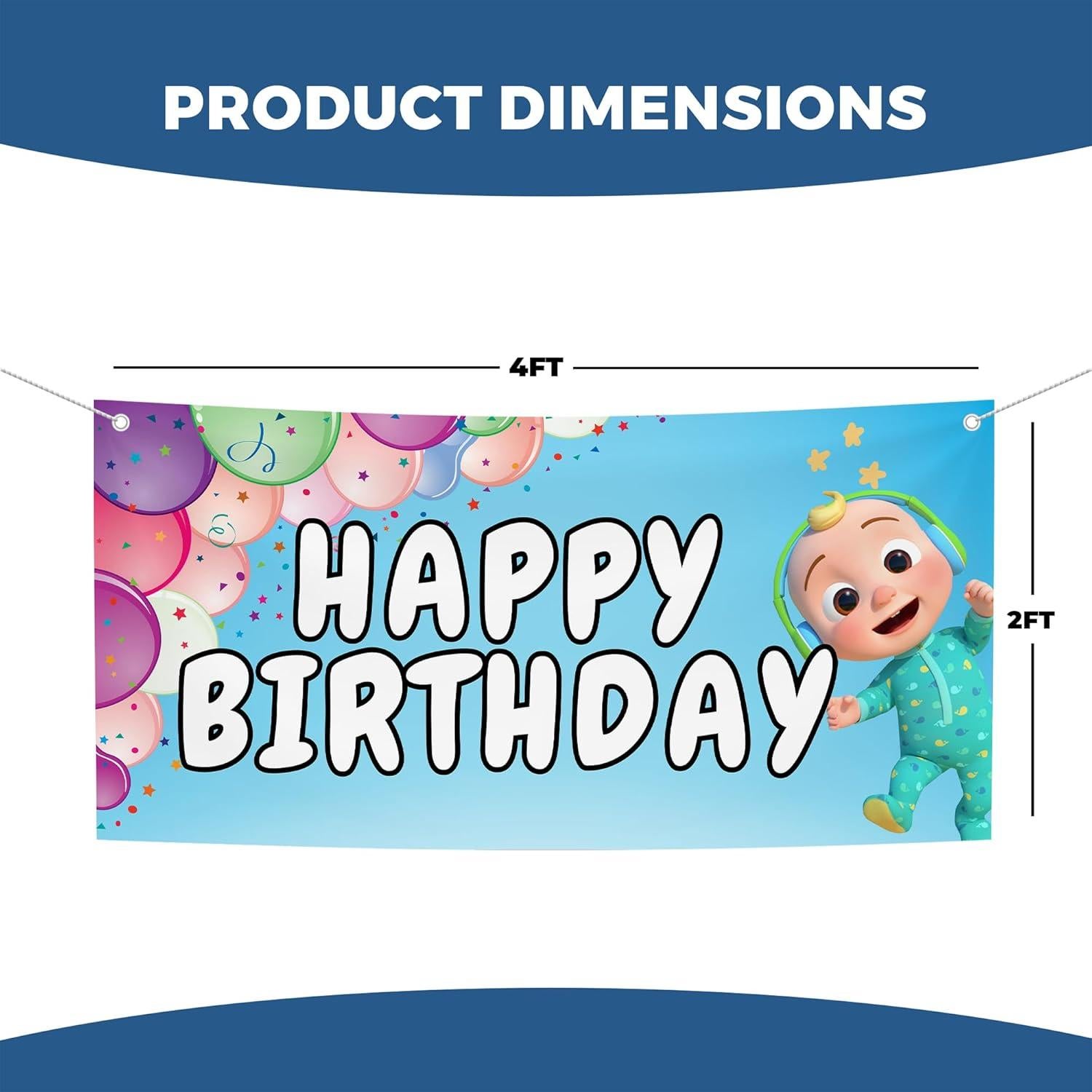Banner de Cumpleaños Coccomelon BCB Print 1.22x0.61m HD