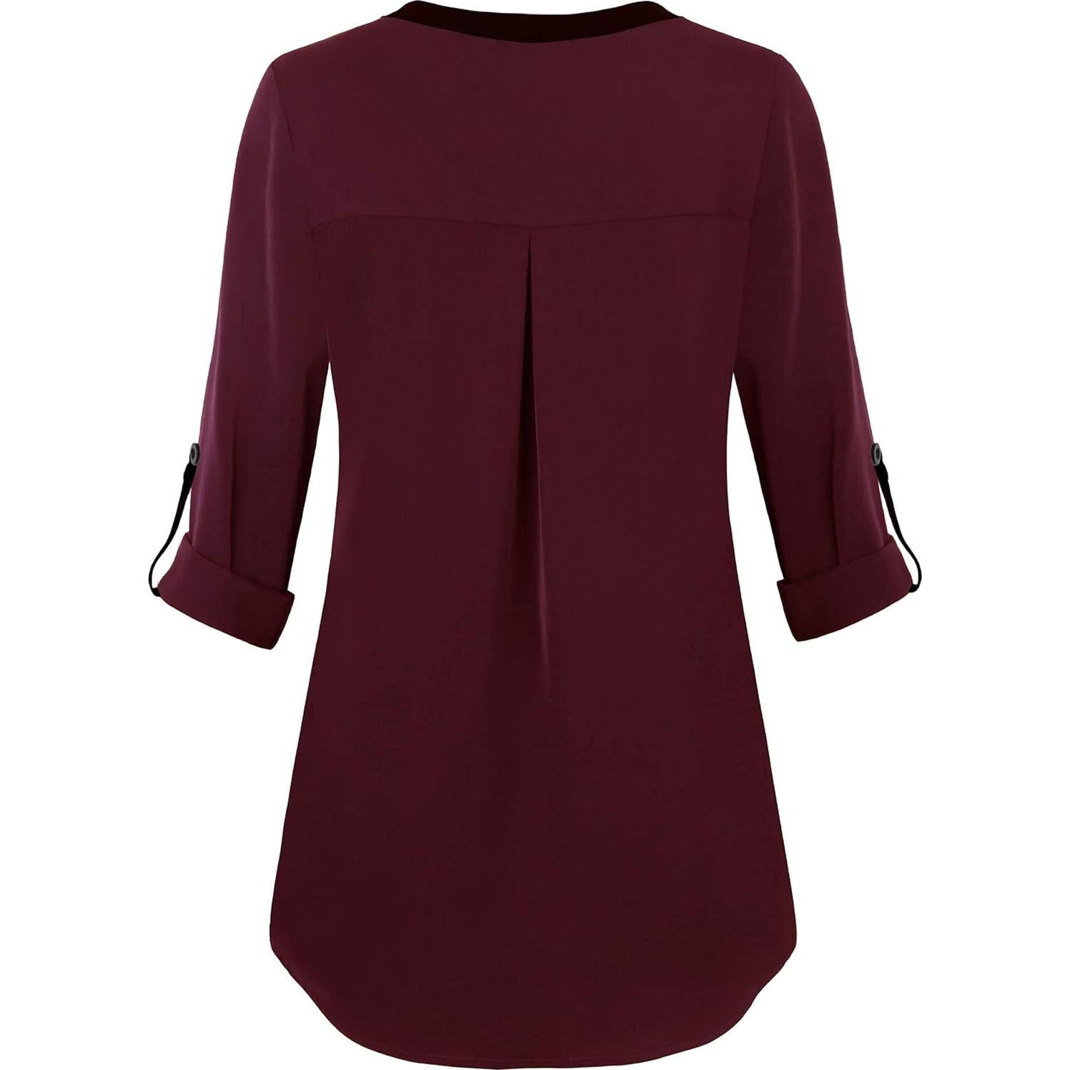 Blusa de Chifón para Mujeres Gaharu Cuello en V Manga 3/4