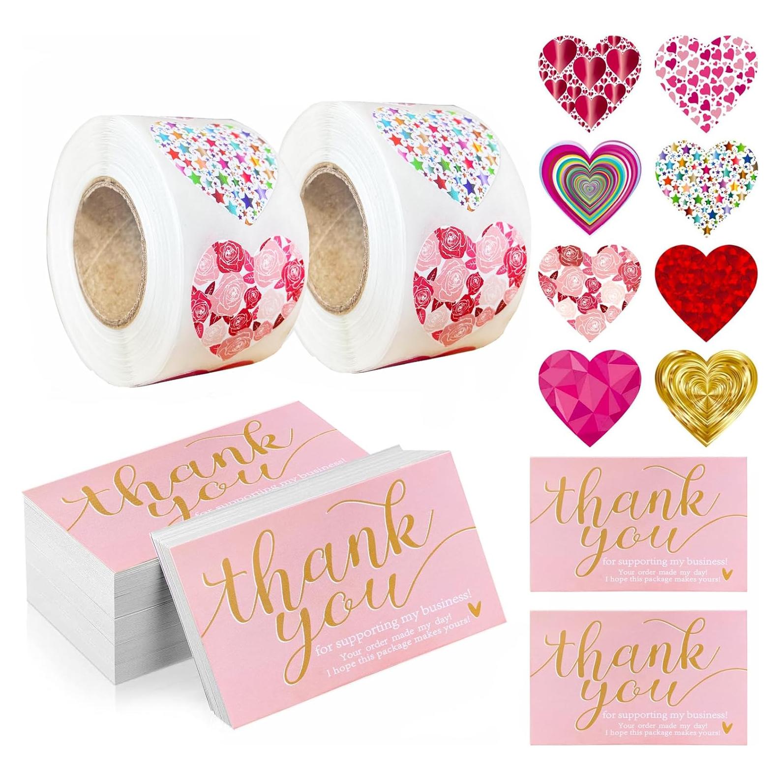 Juego de 2100 Piezas Tarjetas y Etiquetas Rosa DERUILA