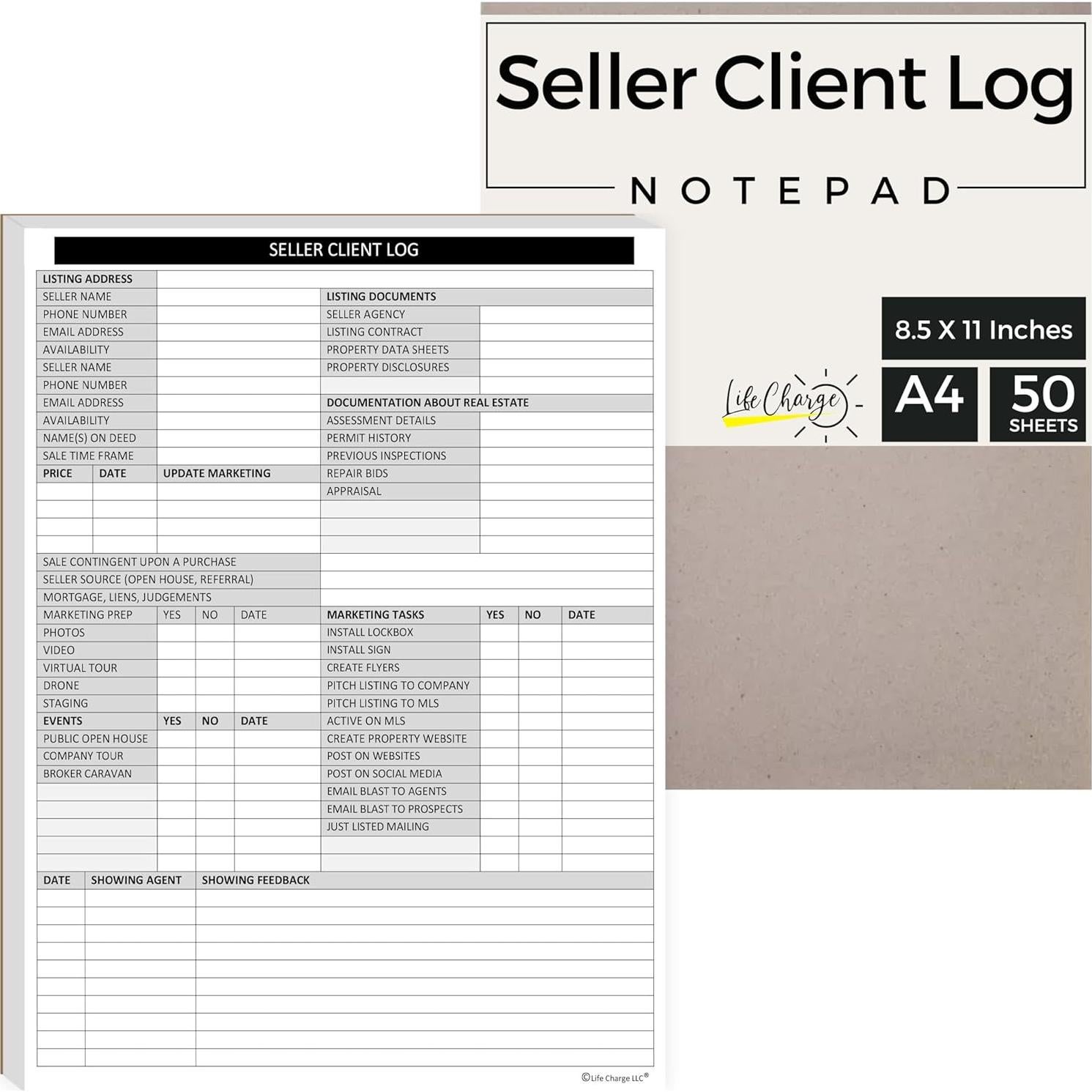 Registro de Clientes Vendedores Life Charge 50 Páginas 21.6x27.9cm