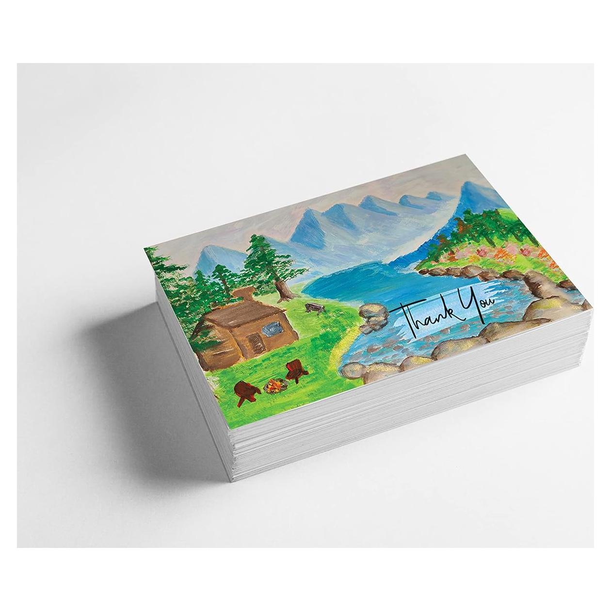 Tarjetas de Agradecimiento Kachy Design Cabaña 100 Unidades