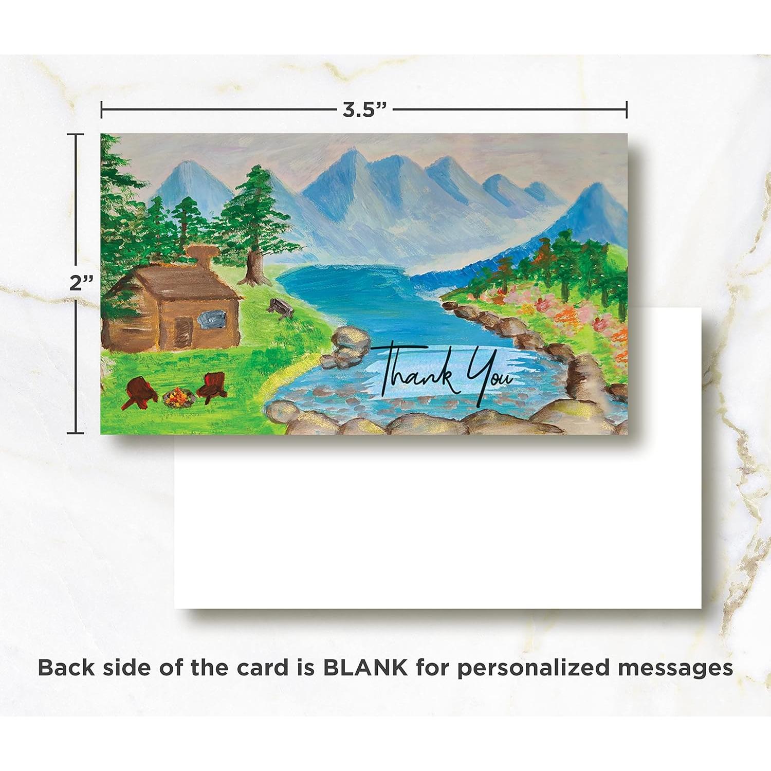 Tarjetas de Agradecimiento Kachy Design Cabaña 100 Unidades