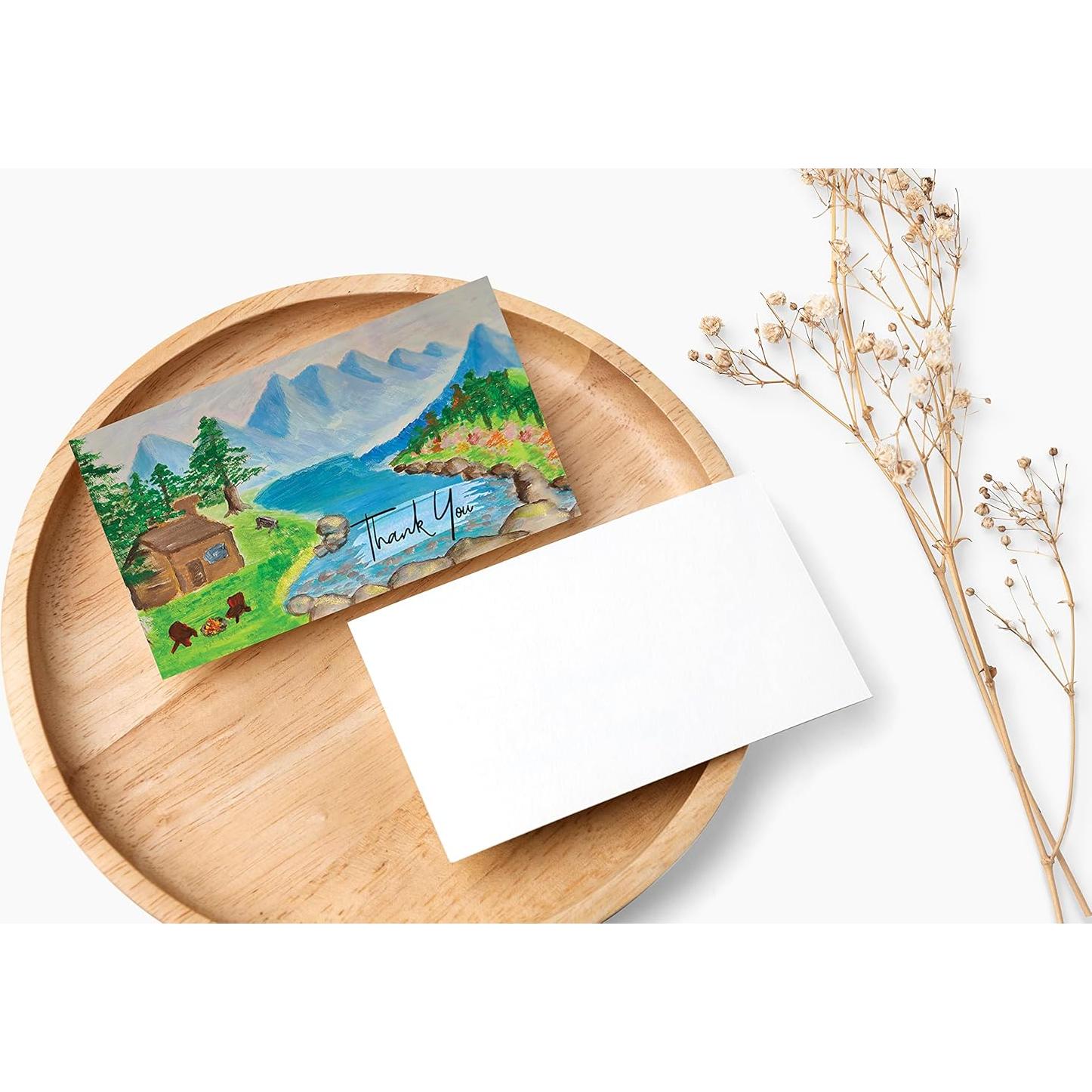 Tarjetas de Agradecimiento Kachy Design Cabaña 100 Unidades