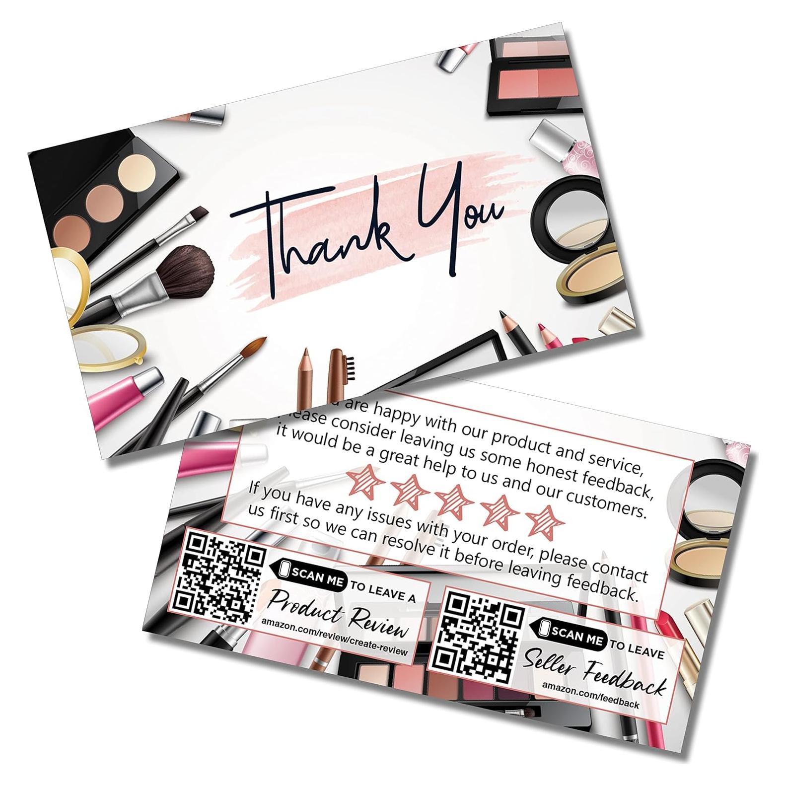 Tarjetas de Agradecimiento Kachy Design 100 Unidades 5x9 cm