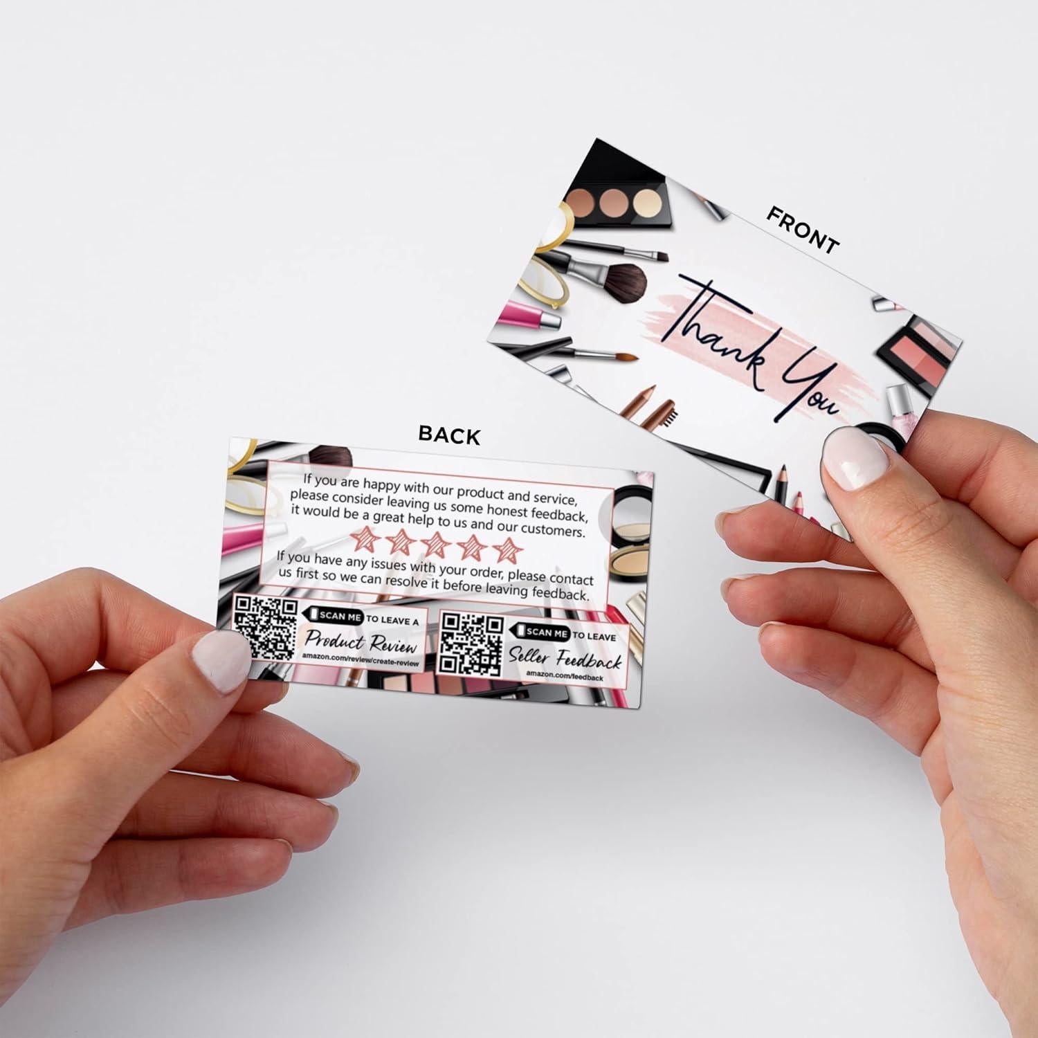 Tarjetas de Agradecimiento Kachy Design 100 Unidades 5x9 cm