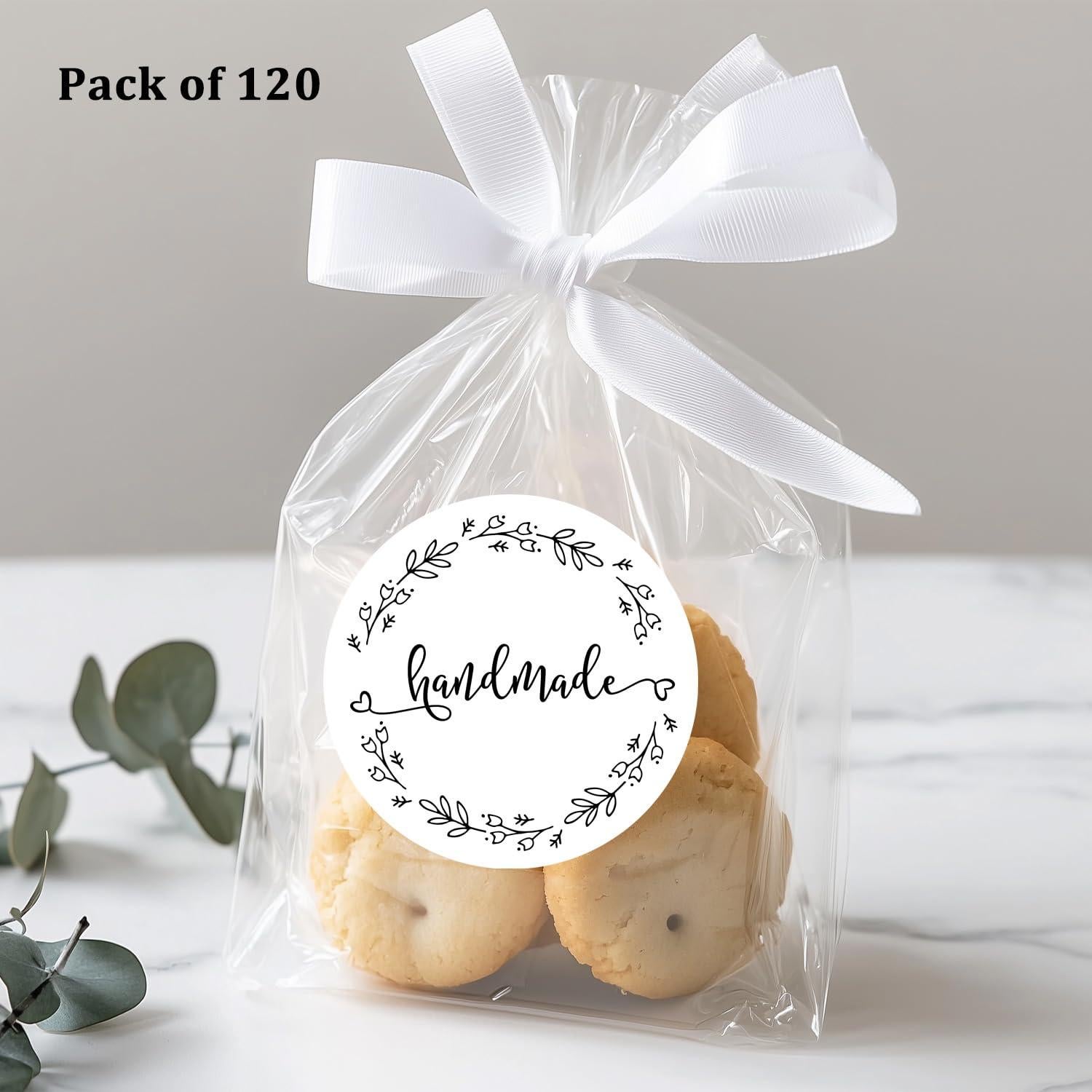 120 Pegatinas Hechas a Mano Redondas 40mm para Negocios