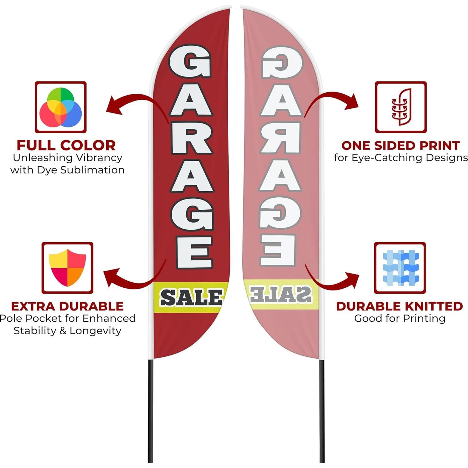 Bandera de Pluma Mavis Print 350 cm para Venta de Garaje