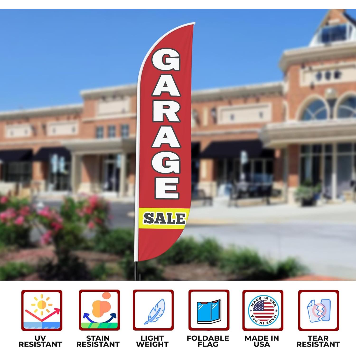 Bandera de Pluma Mavis Print 350 cm para Venta de Garaje