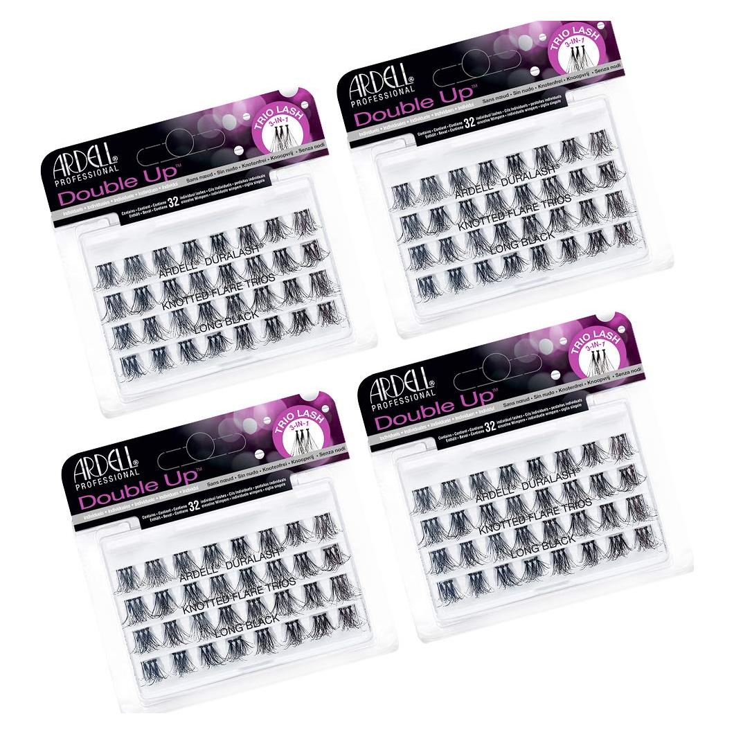 Pestañas Postizas Ardell Doble Trio Individuales Largo Negro - Paquete de 4