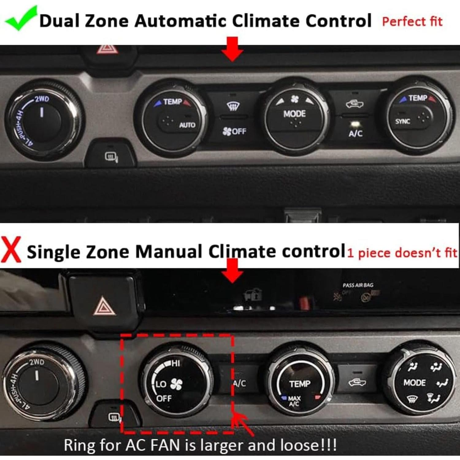 Cubiertas de Perillas de AC AuTK para Toyota Tacoma 2016-2023 - 4 Piezas Negras