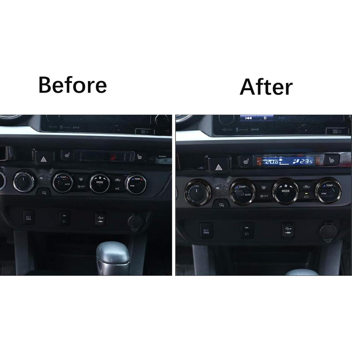 Cubiertas de Perillas de AC AuTK para Toyota Tacoma 2016-2023 - 4 Piezas Negras