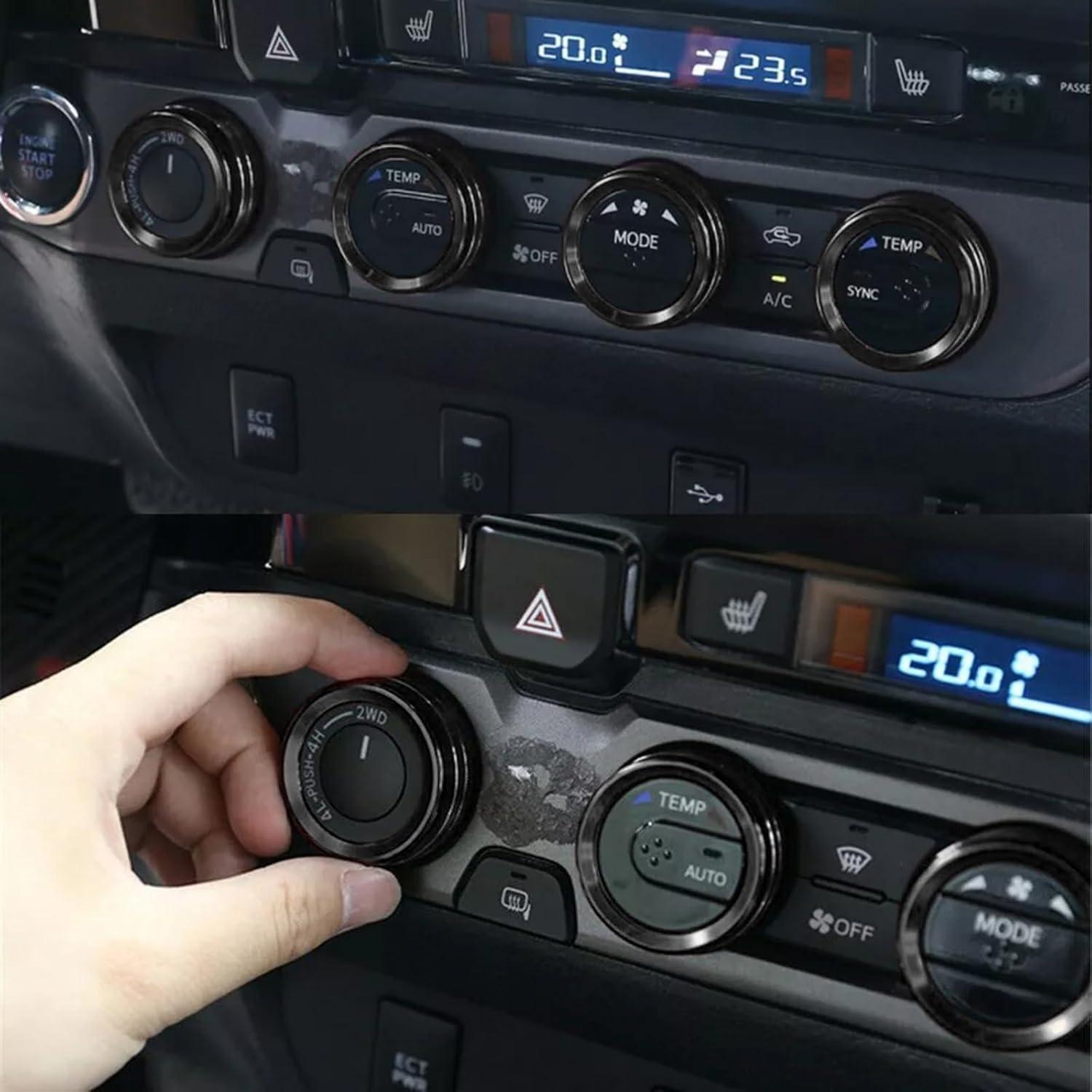 Cubiertas de Perillas de AC AuTK para Toyota Tacoma 2016-2023 - 4 Piezas Negras