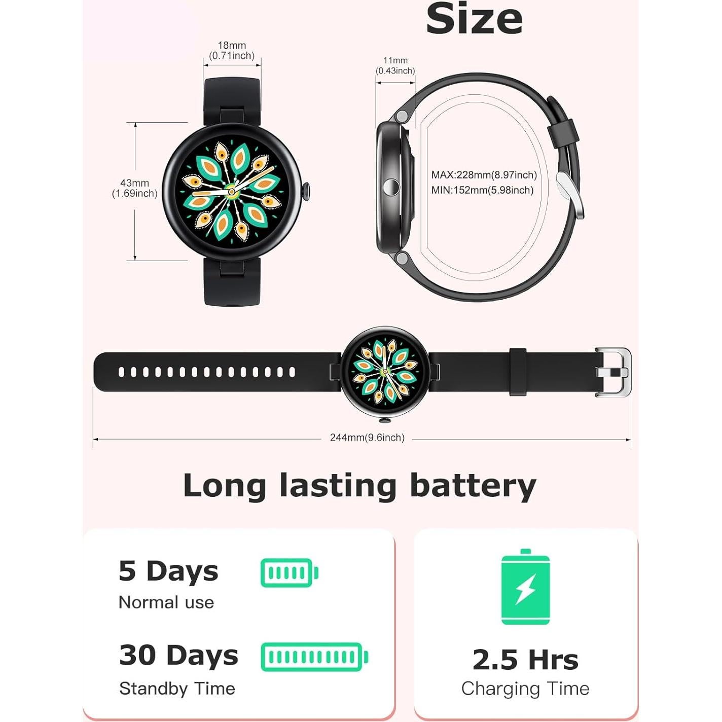 Reloj Inteligente SHANG WING Lynn para Mujeres - Fitness, Llamadas, Monitor Cardíaco, Impermeable