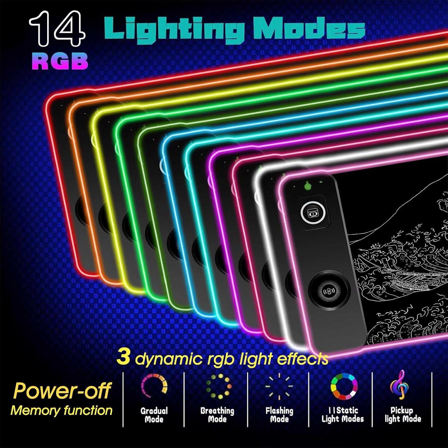 Alfombrilla de Carga Inalámbrica 15W GZESZT 80x30cm RGB