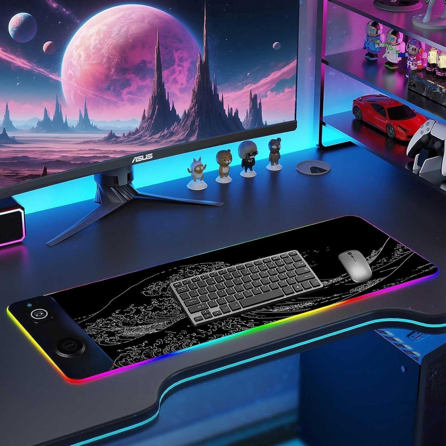 Alfombrilla de Carga Inalámbrica 15W GZESZT 80x30cm RGB