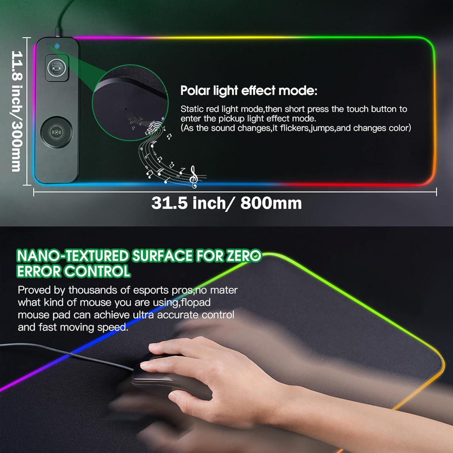 Alfombrilla de Carga Inalámbrica 15W GZESZT 80x30cm RGB