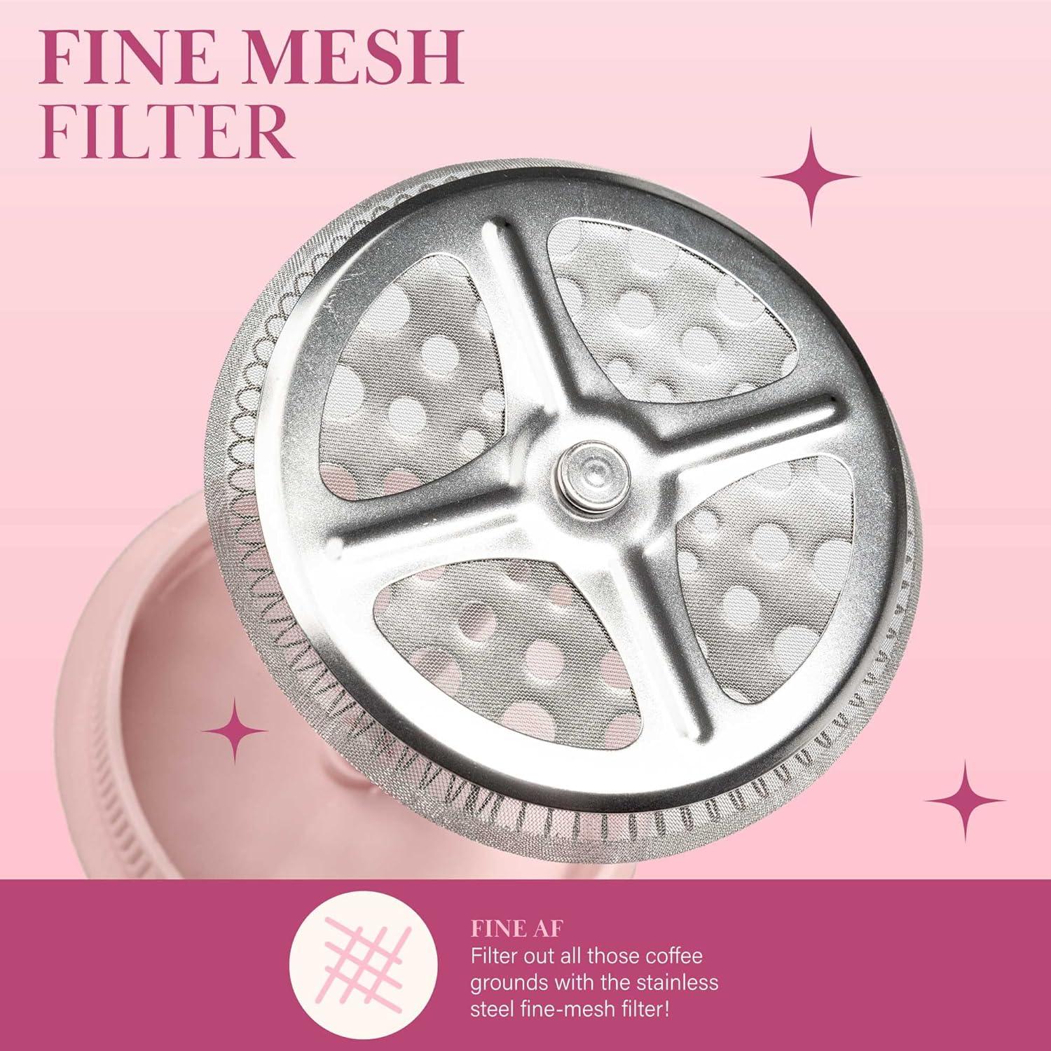 Cafetera Prensa Francesa Paris Hilton 1L Rosa con Cuchara