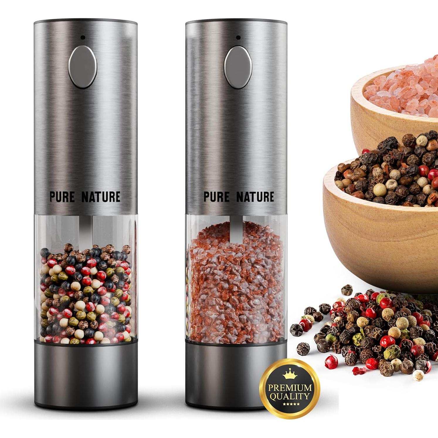 Juego de Molinillos de Sal y Pimienta Pure Nature Recargable