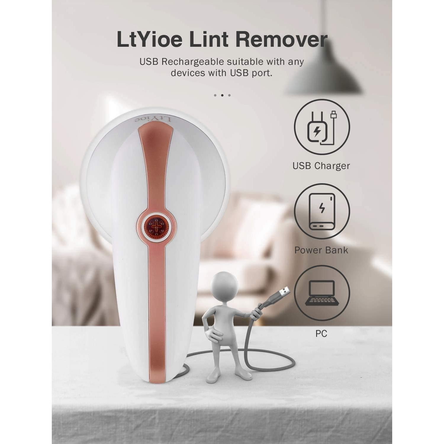 Quitapelusas Recargable LtYioe Oro con Cuchillas de Acero Inoxidable