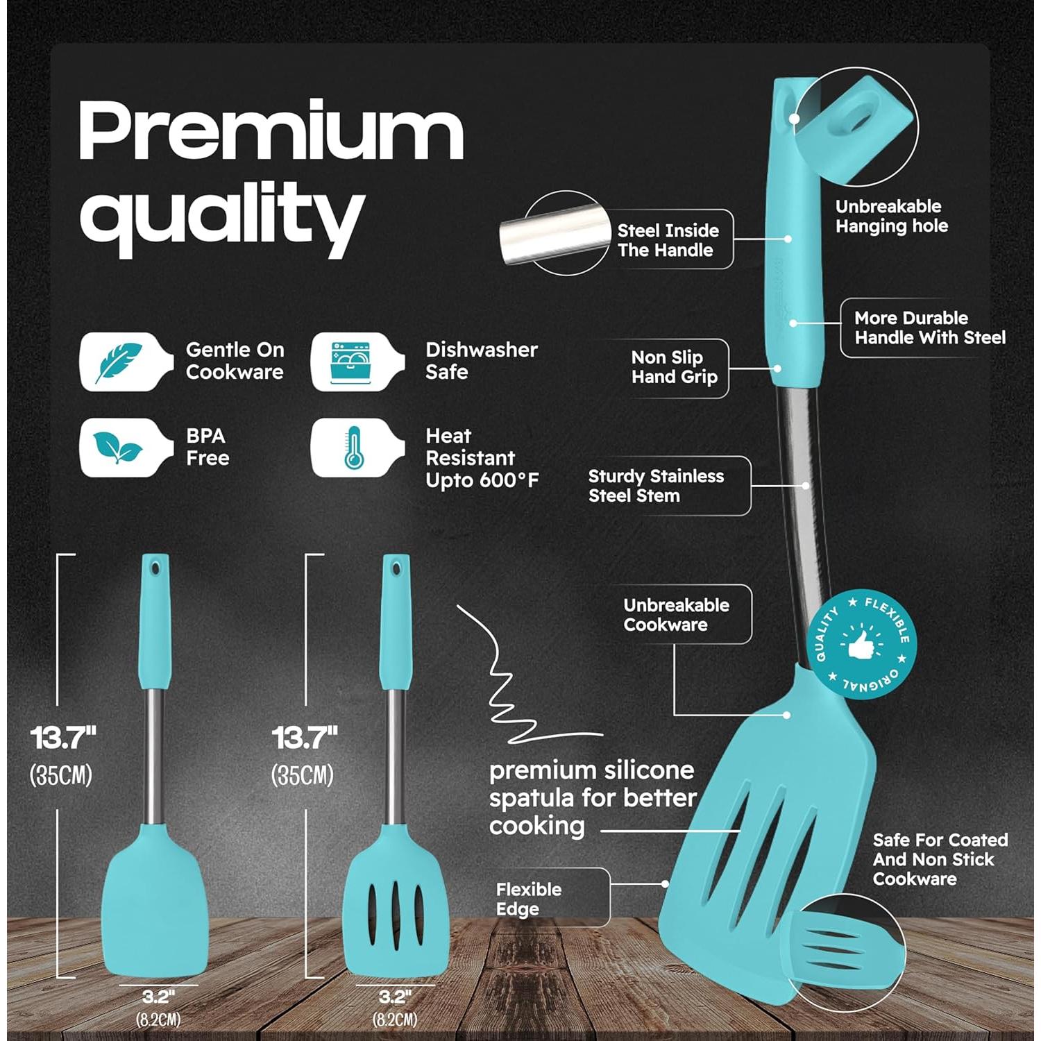 Juego de Espátulas de Silicona BakeRoyal 2 Piezas Aqua