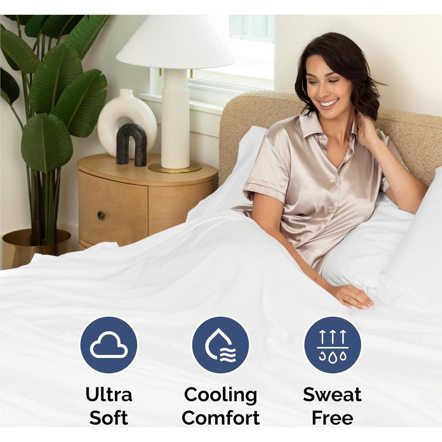 Juego de Sábanas Twin CGK Unlimited 3 Piezas Microfibra Blanco