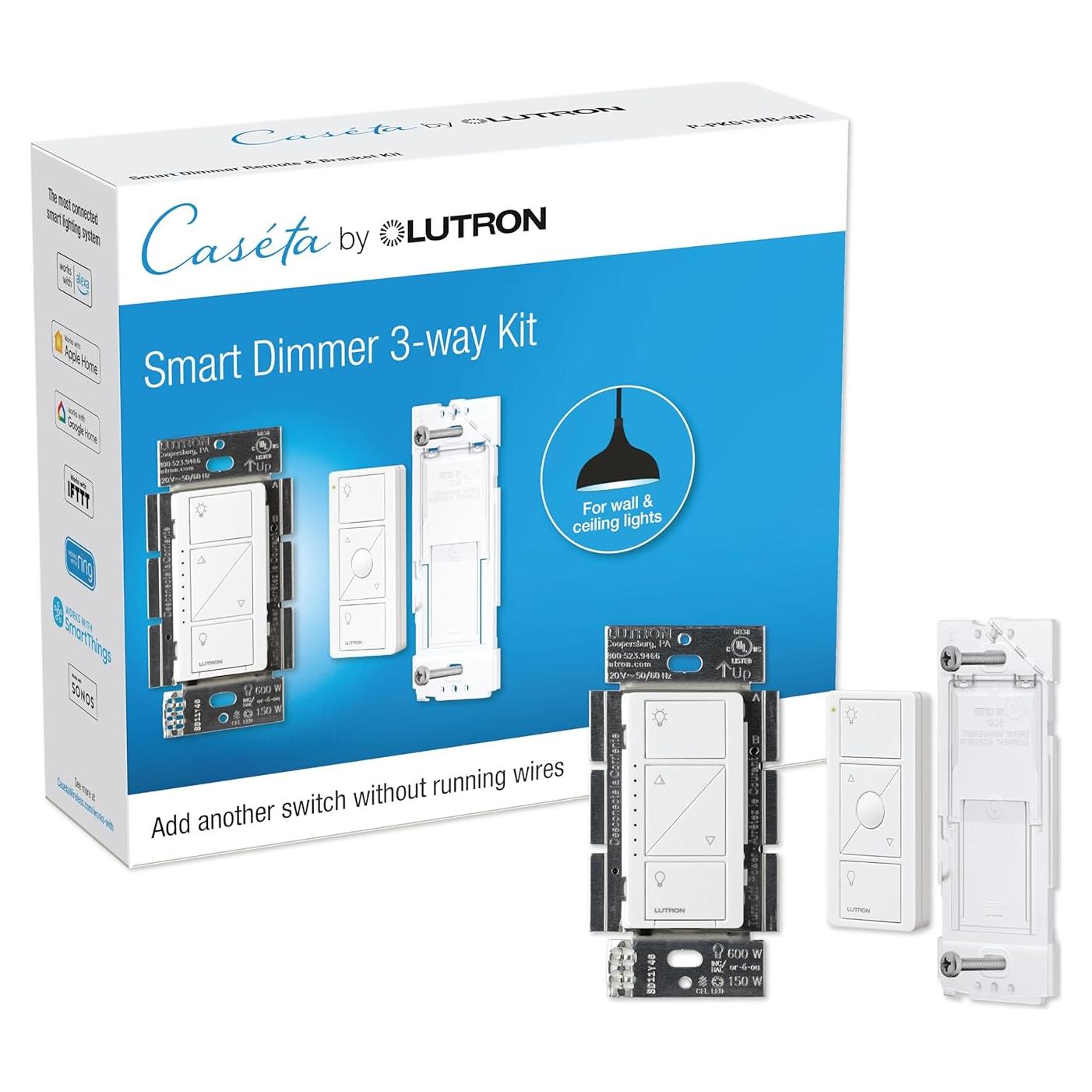 Kit Interruptor Regulador Lutron Caseta 3 Vías Blanco