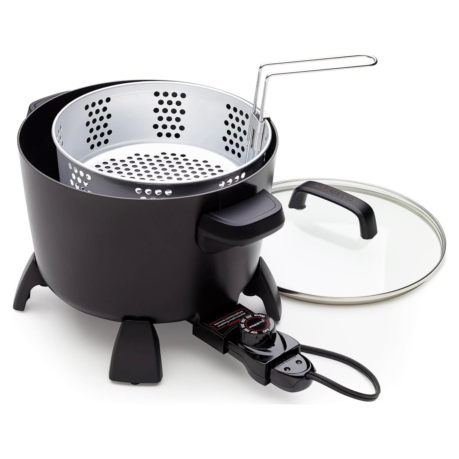Presto Olla Grande 8 Cuartos Multi-Cocinera Negra