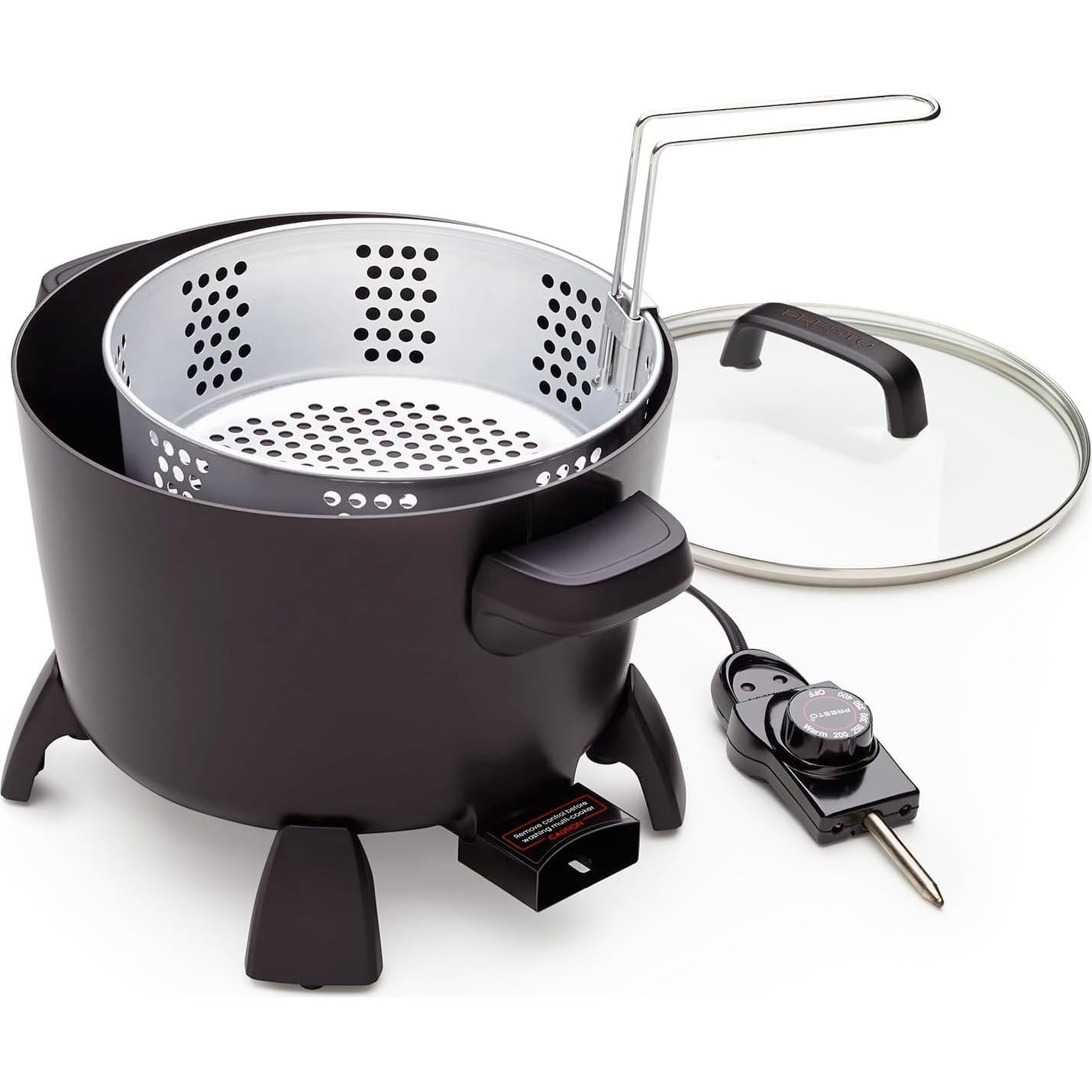 Presto Olla Grande 8 Cuartos Multi-Cocinera Negra
