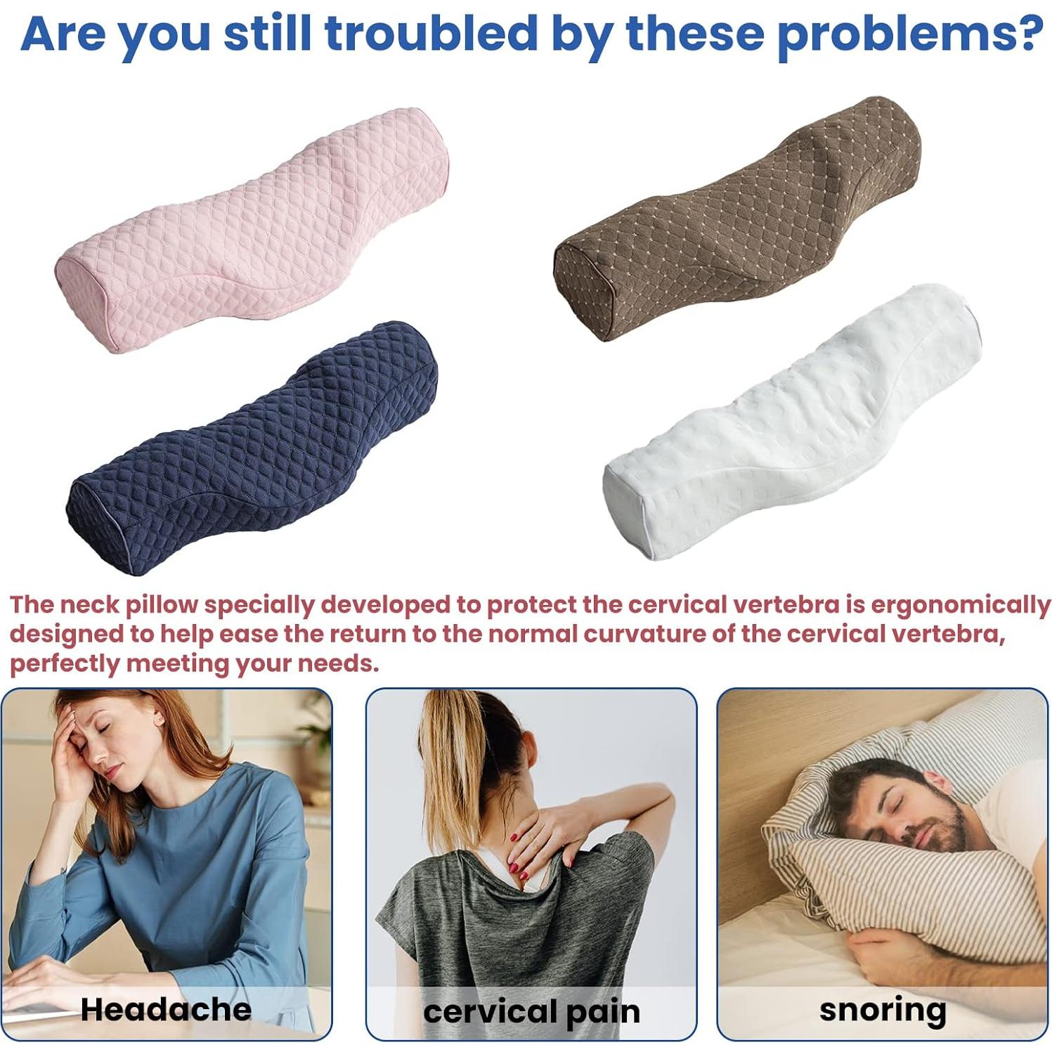 Almohada Cervical S-SNAIL-OO Espuma con Memoria 45x15cm Azul