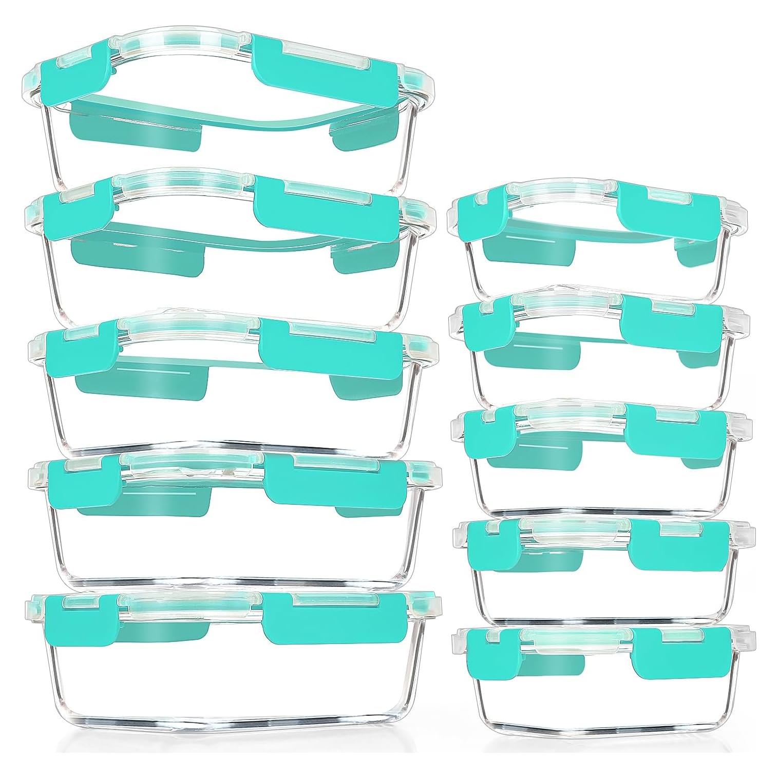 VERONES 10 Pack Contenedores de Vidrio Herméticos 1.01L y 0.35L