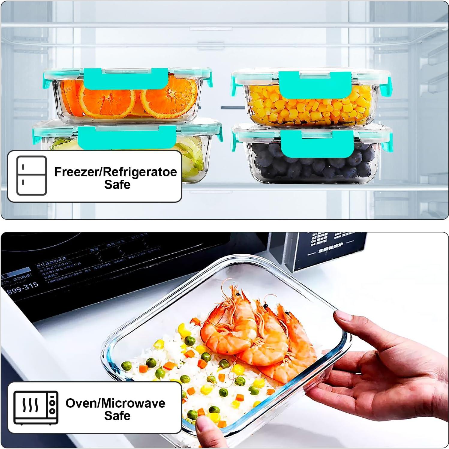 VERONES 10 Pack Contenedores de Vidrio Herméticos 1.01L y 0.35L