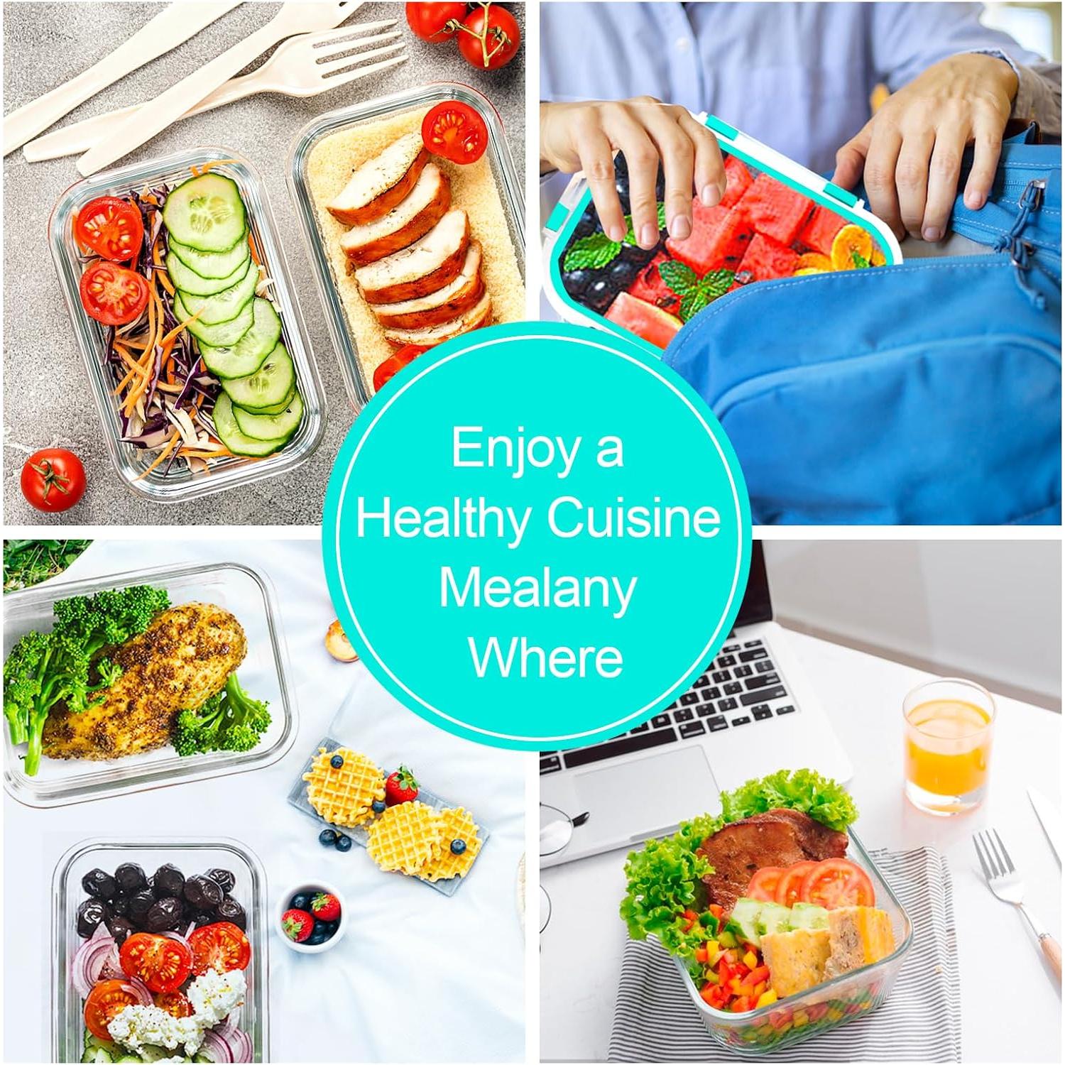 VERONES 10 Pack Contenedores de Vidrio Herméticos 1.01L y 0.35L