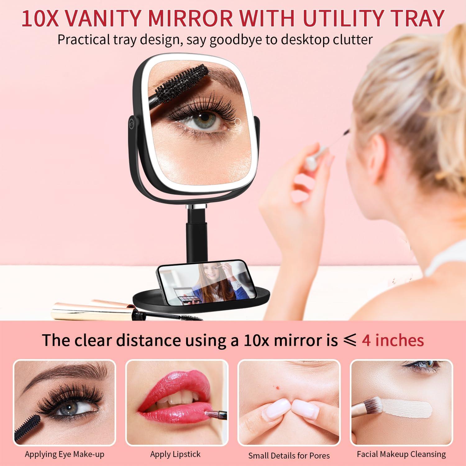 Espejo de Maquillaje Iluminado Vanmirr 21.6 cm 1x/10x Ajustable