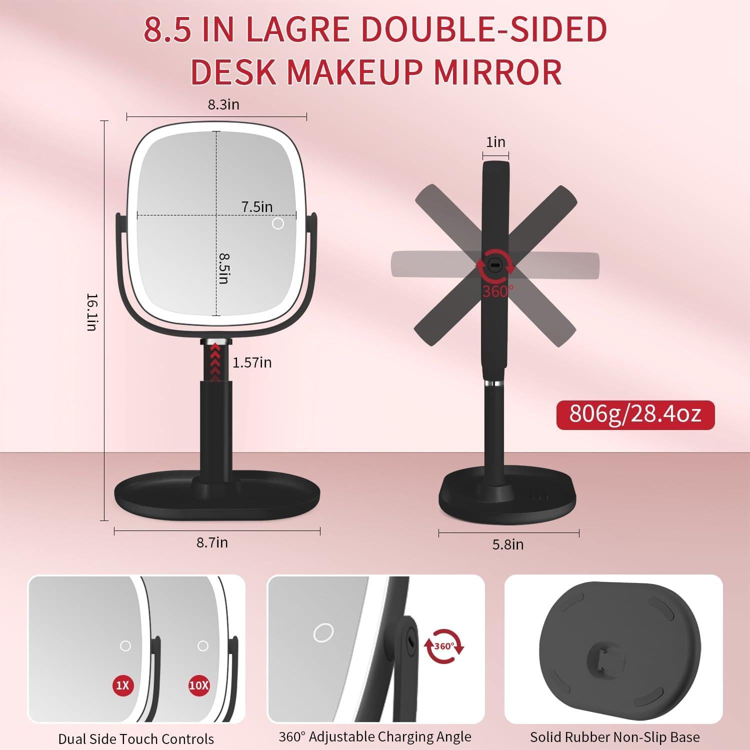 Espejo de Maquillaje Iluminado Vanmirr 21.6 cm 1x/10x Ajustable