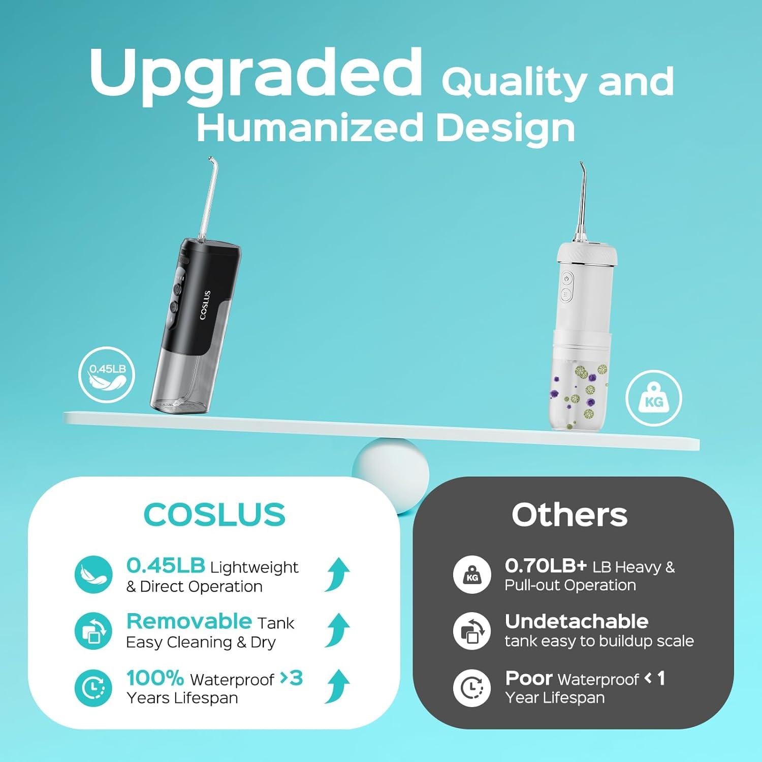 Irrigador Oral Inalámbrico COSLUS T40 Mini Portátil Negro