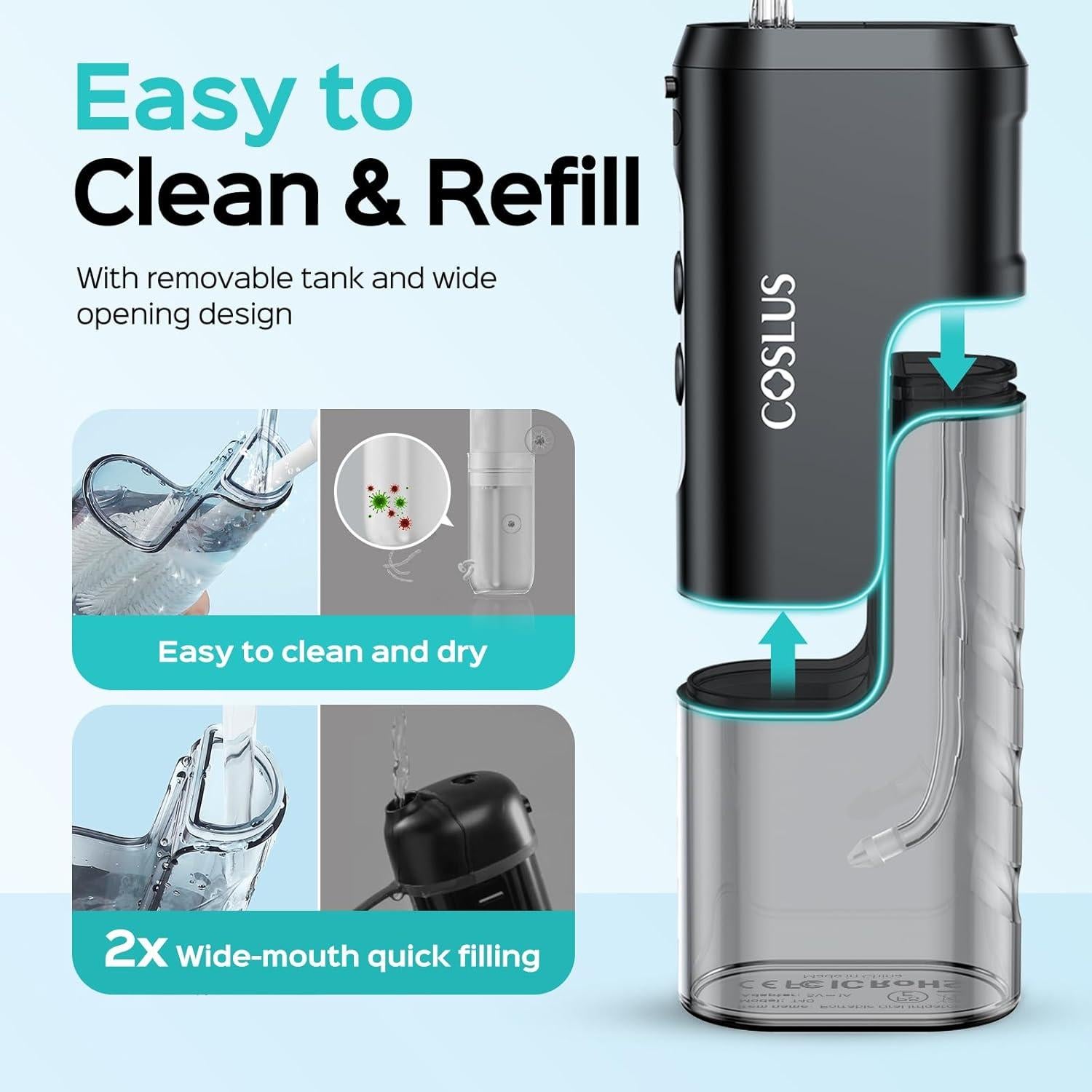 Irrigador Oral Inalámbrico COSLUS T40 Mini Portátil Negro