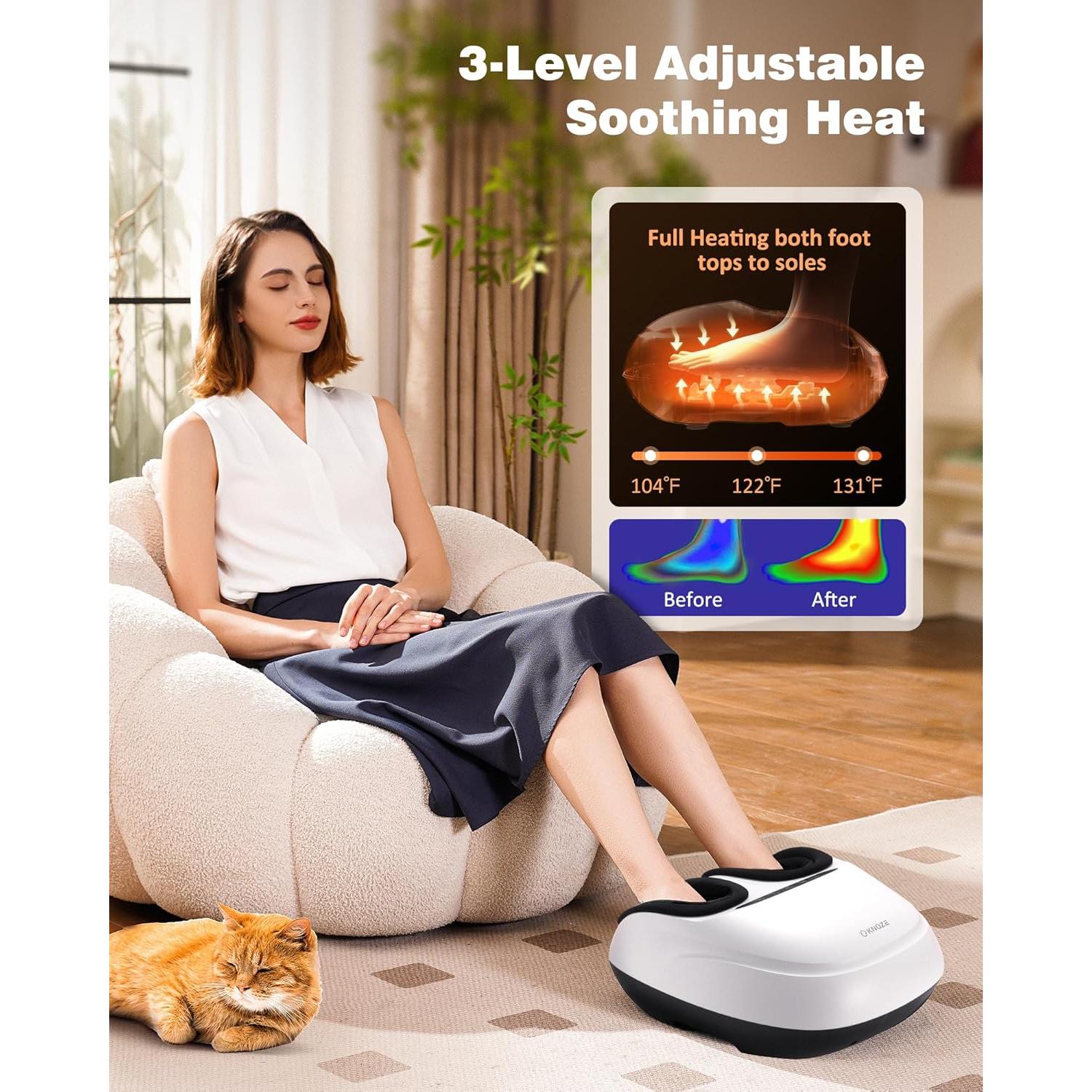 Masajeador de Pies Shiatsu KNQZE KF7 con Calor y Control Remoto