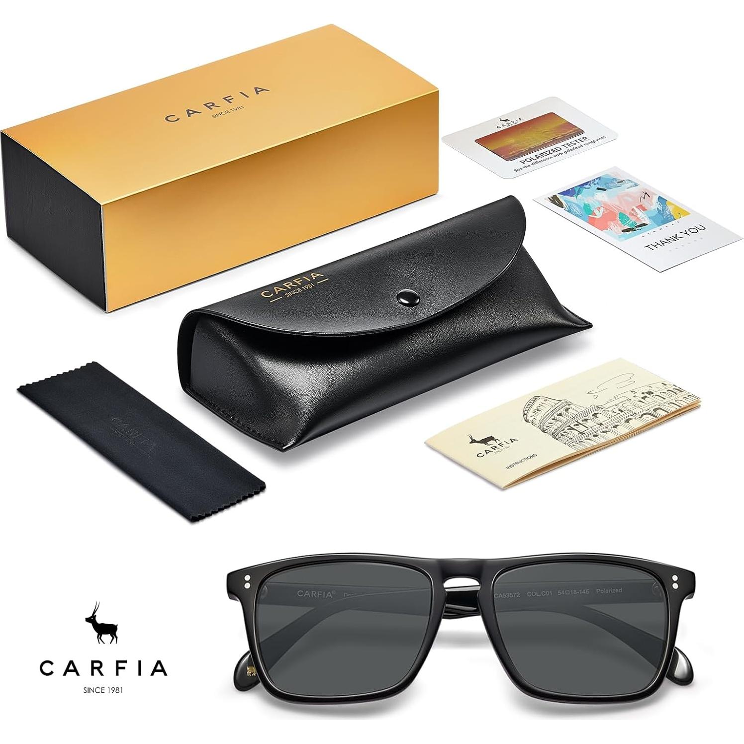 Gafas de sol polarizadas CARFIA para hombres UV400 marco acetato