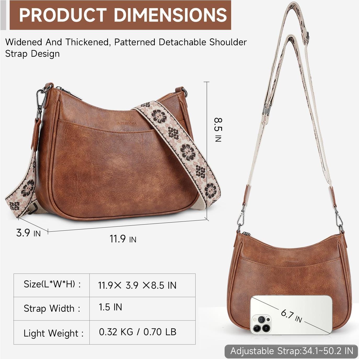 Bolso Cruzado de Cuero Vegano APHISON para Mujeres 30x9x21cm