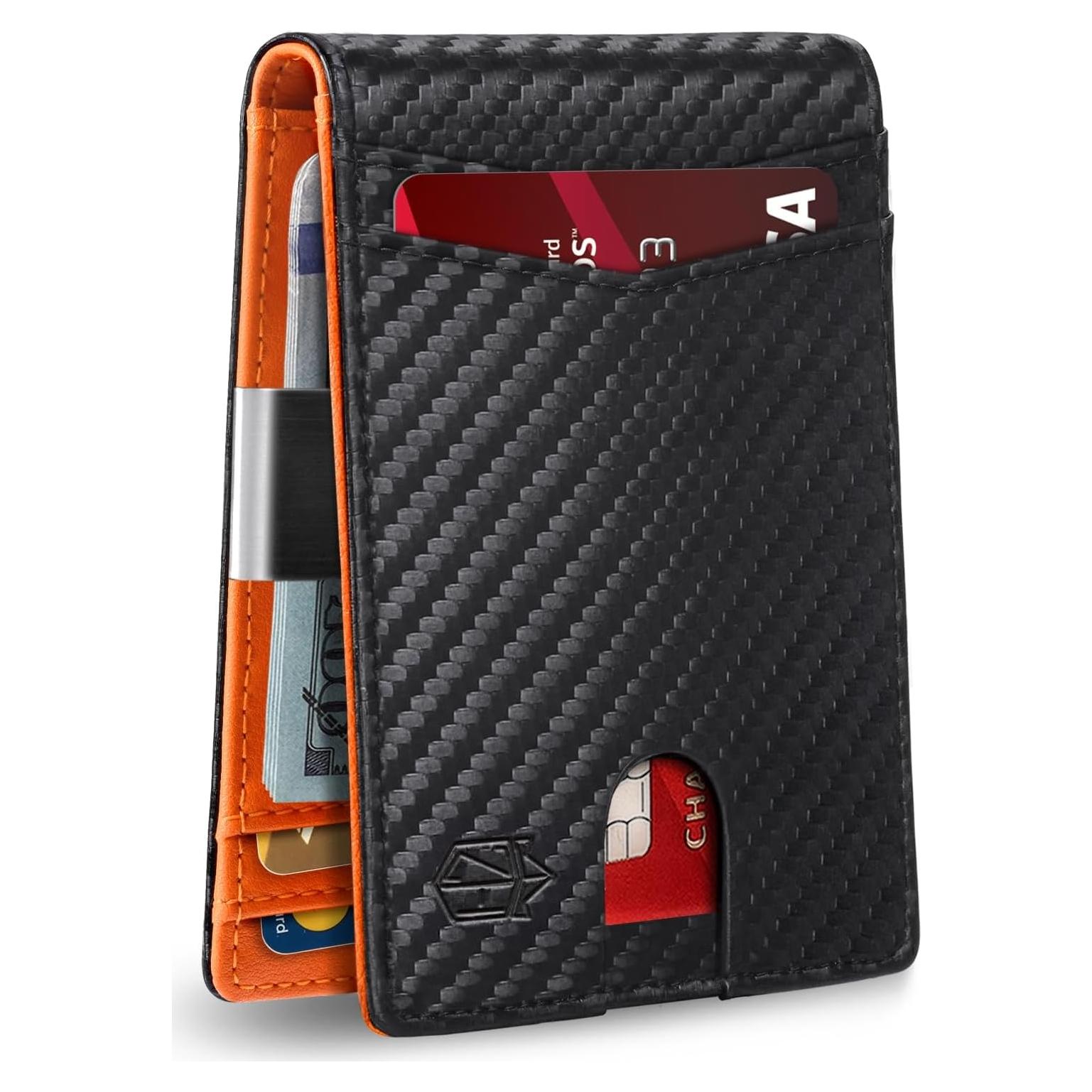 Billetera Slim Zitahli Bifold para Hombres RFID 12 Tarjetas