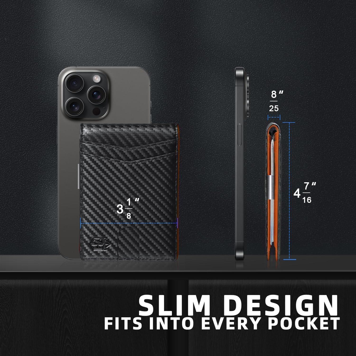 Billetera Slim Zitahli Bifold para Hombres RFID 12 Tarjetas